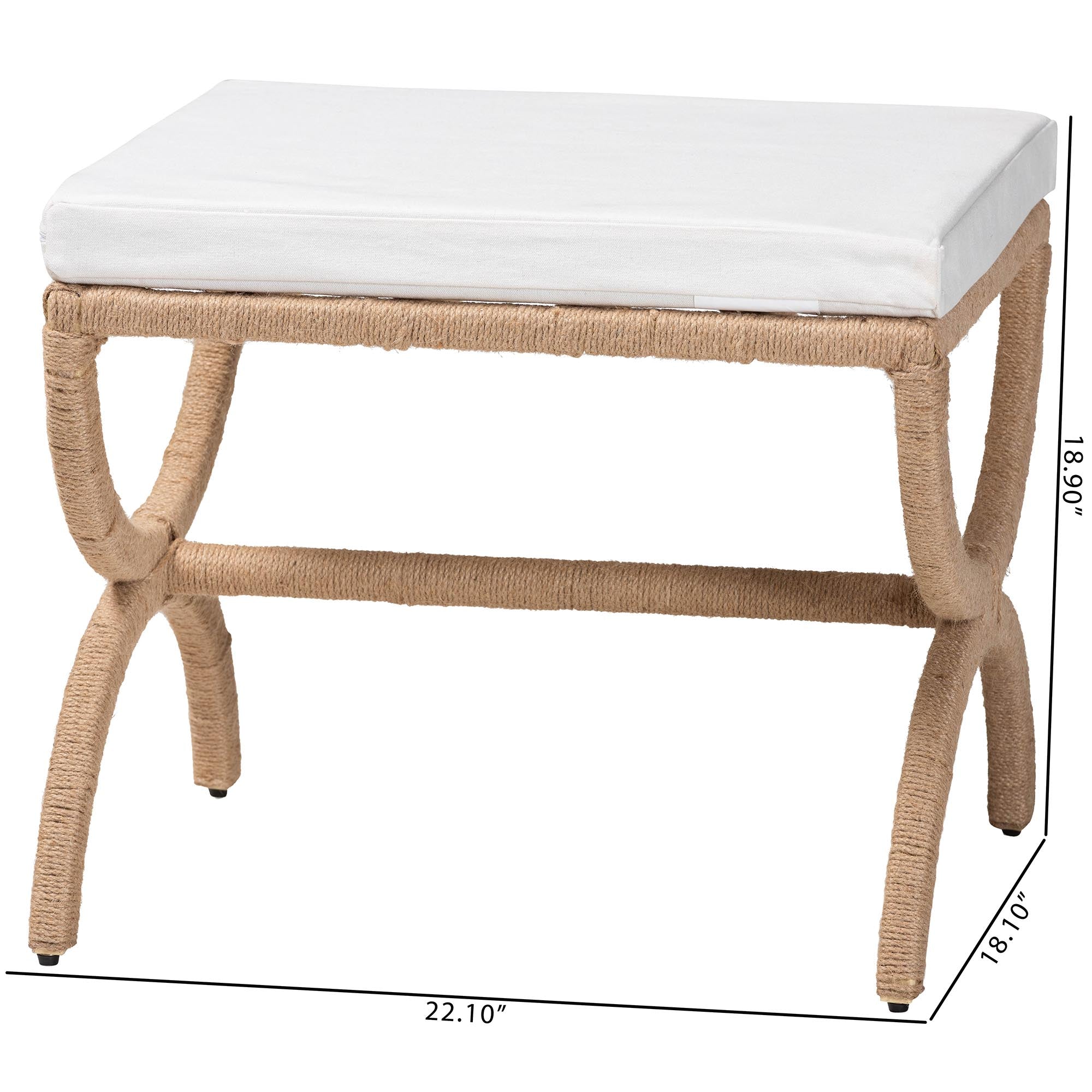 bali & pari Maliyah Japandi Natural Jute Ottoman
