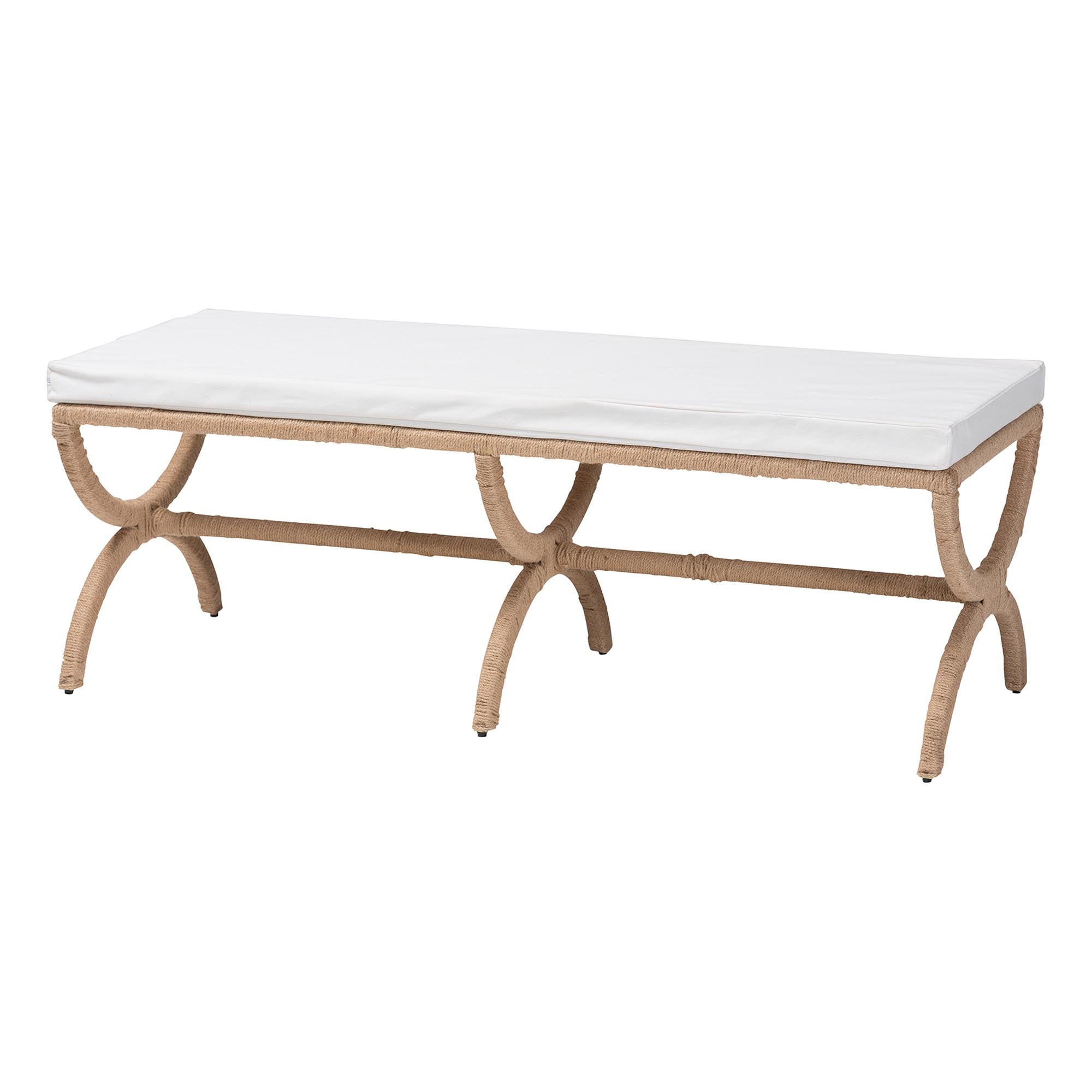 bali & pari Maliyah Japandi Natural Jute Accent Bench