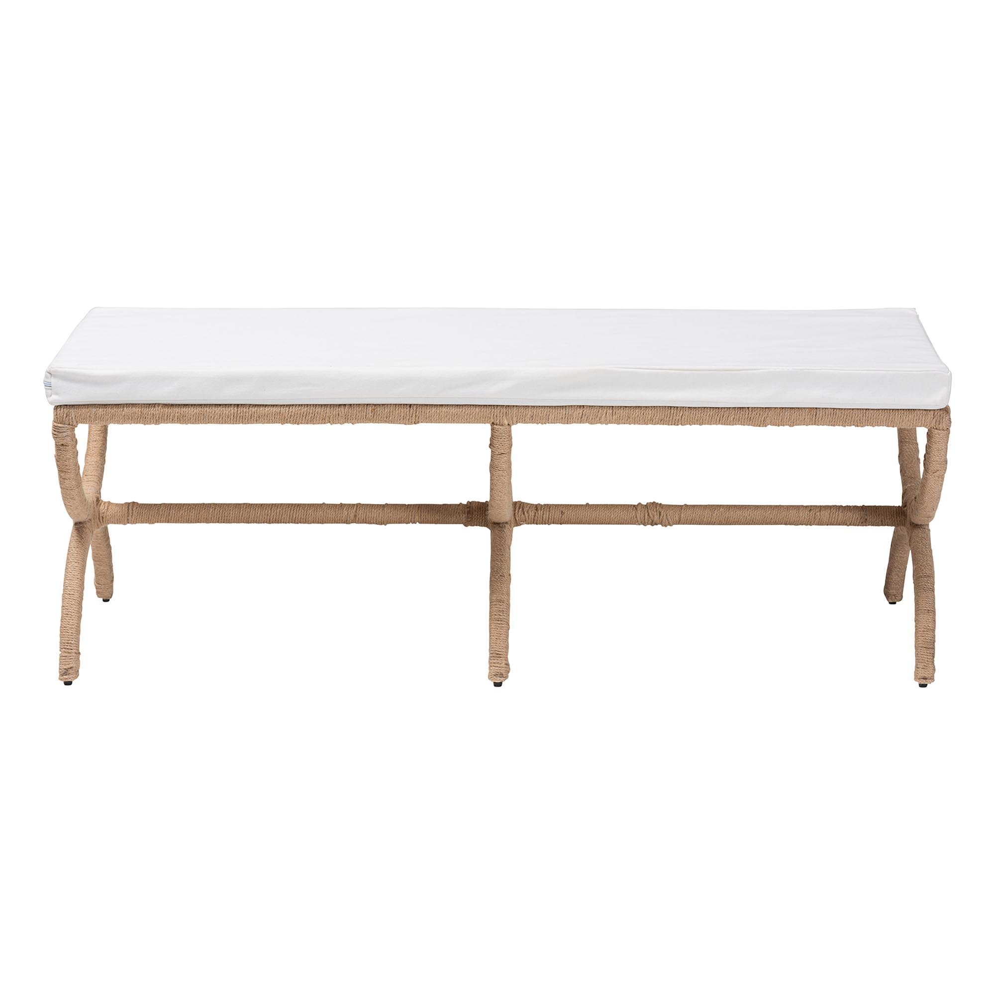 bali & pari Maliyah Japandi Natural Jute Accent Bench