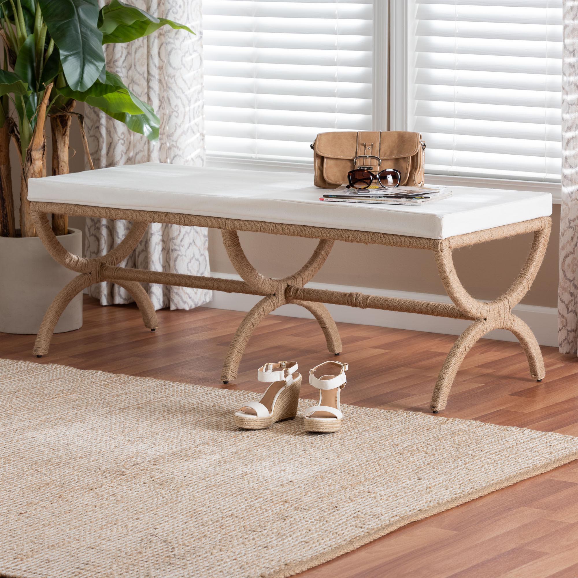 bali & pari Maliyah Japandi Natural Jute Accent Bench