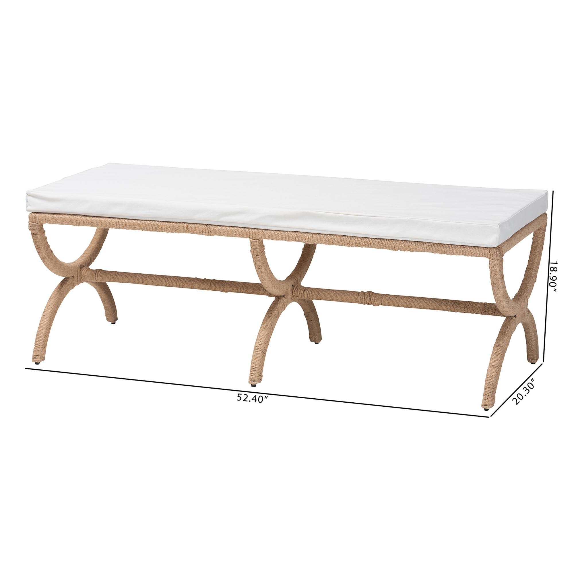 bali & pari Maliyah Japandi Natural Jute Accent Bench