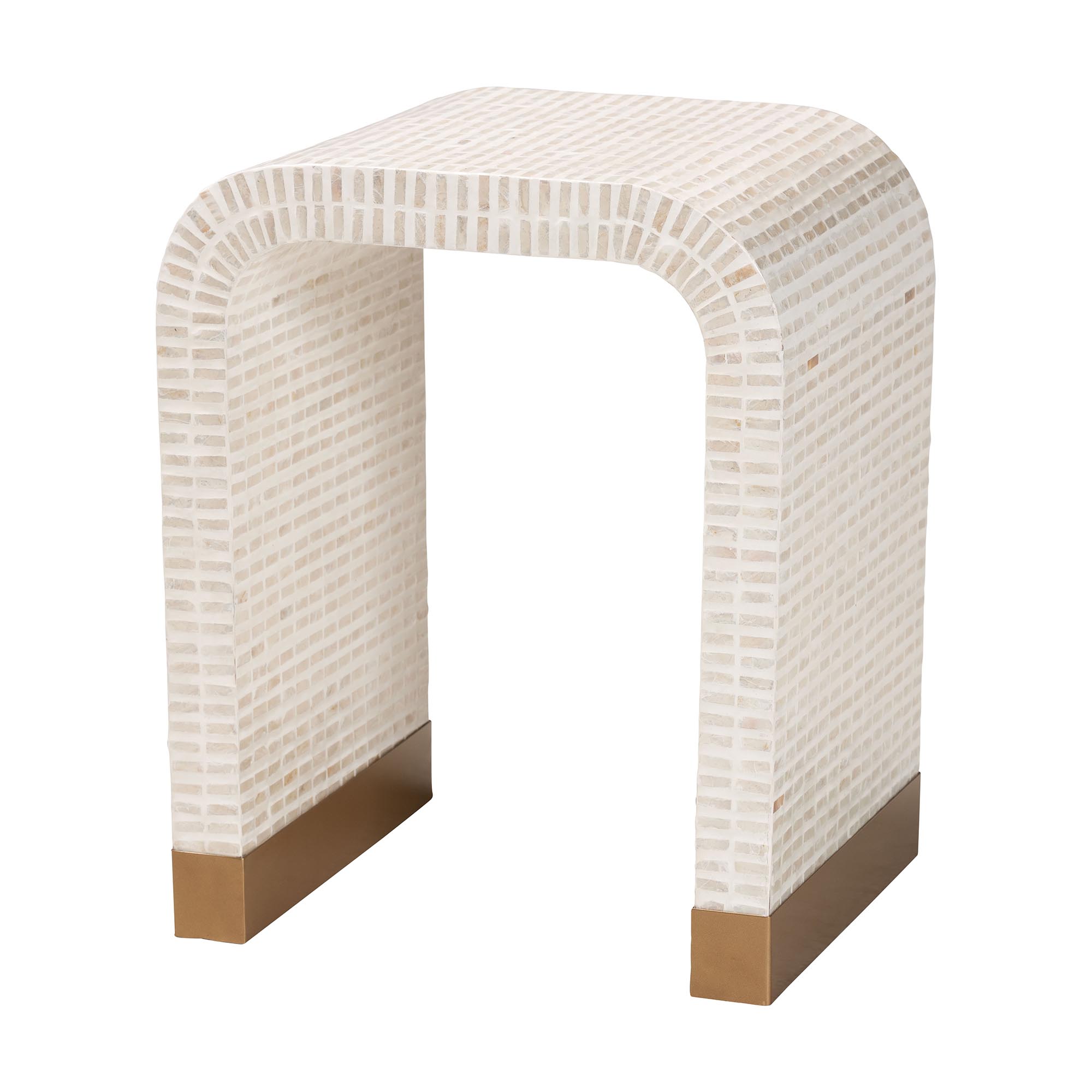 bali & pari Carlyn Coastal Beige and White Mother of Pearl Capiz Shell 3-Piece Accent Table Set