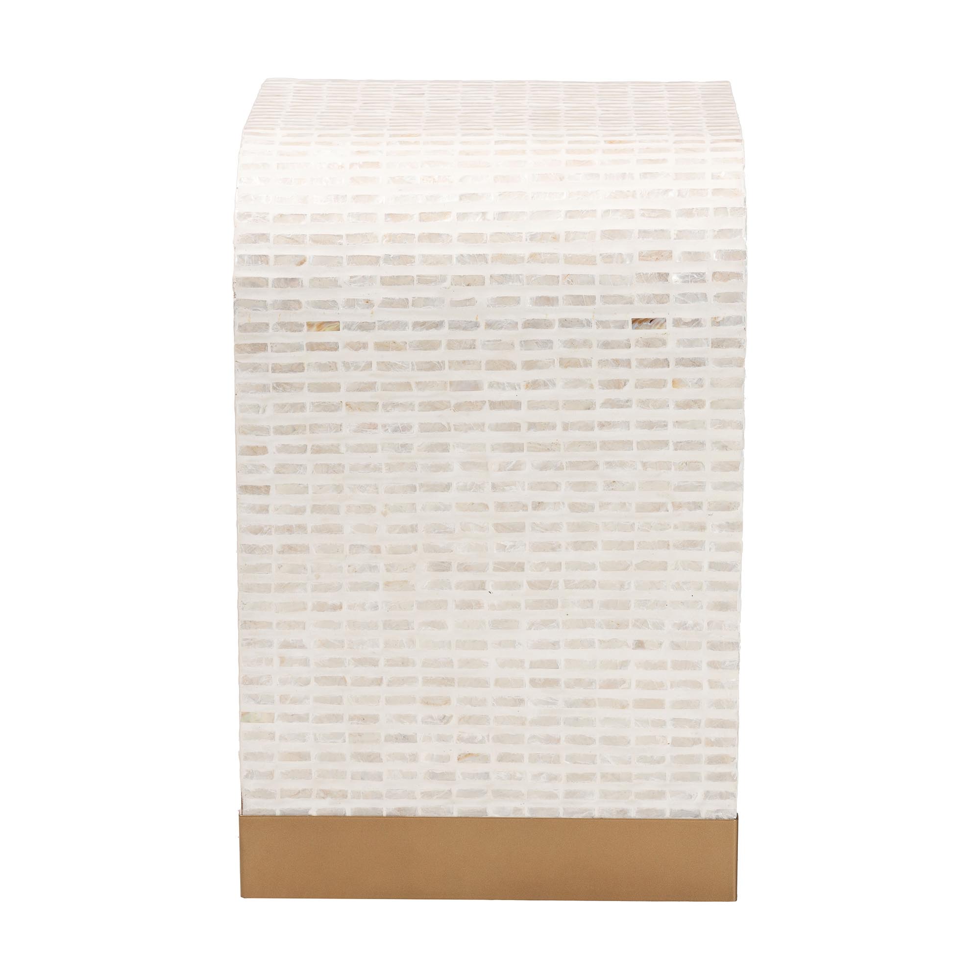 bali & pari Carlyn Coastal Beige and White Mother of Pearl Capiz Shell 3-Piece Accent Table Set