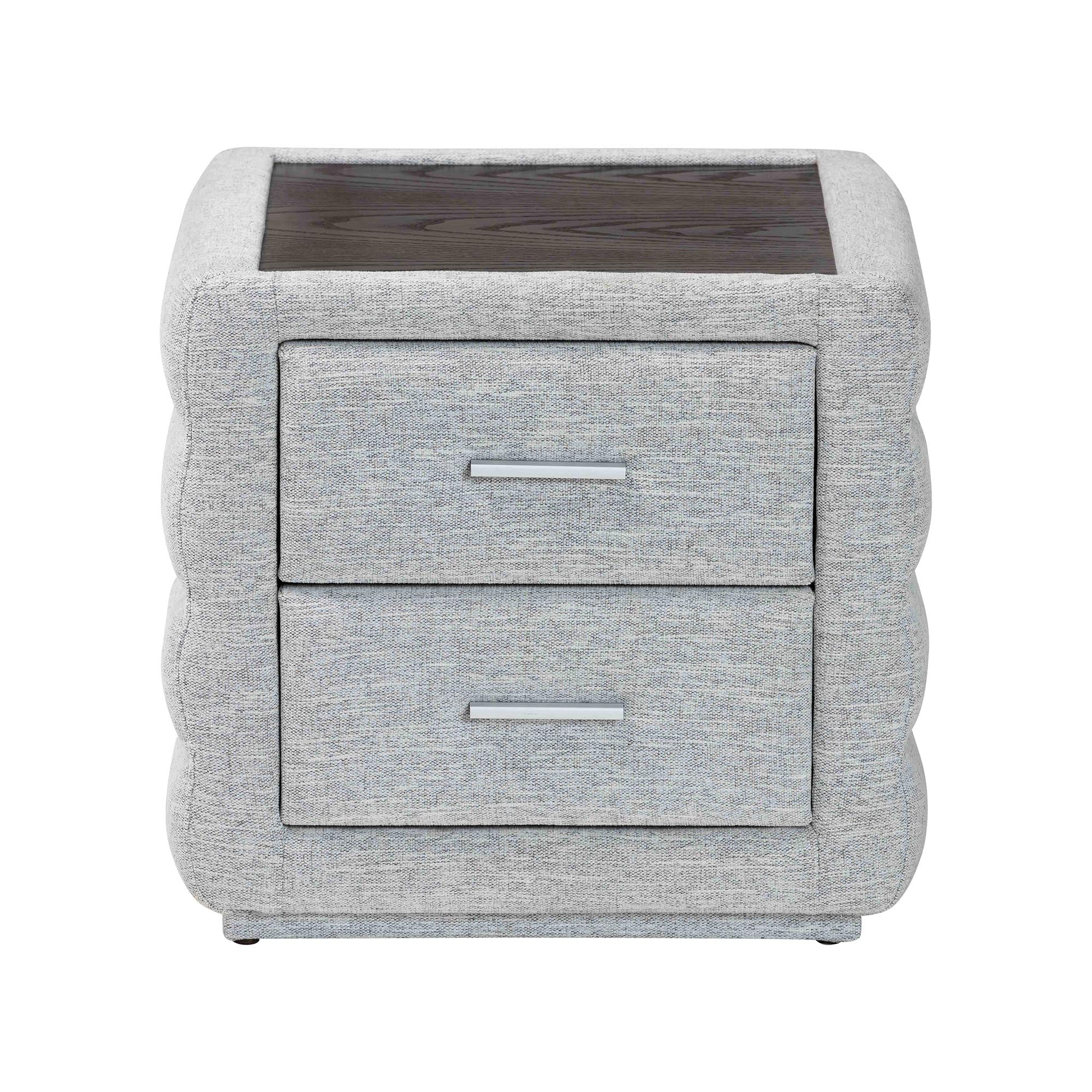Baxton Studio Cadmus Modern Light Grey Channel-Tufted Fabric 2-Drawer Nightstand