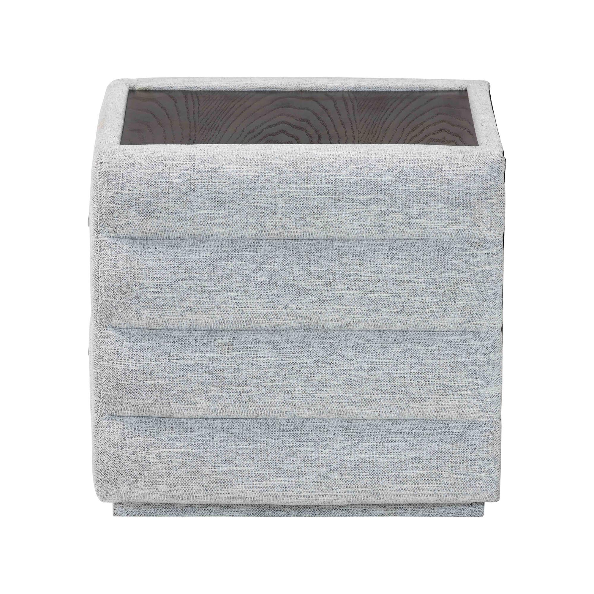 Baxton Studio Cadmus Modern Light Grey Channel-Tufted Fabric 2-Drawer Nightstand