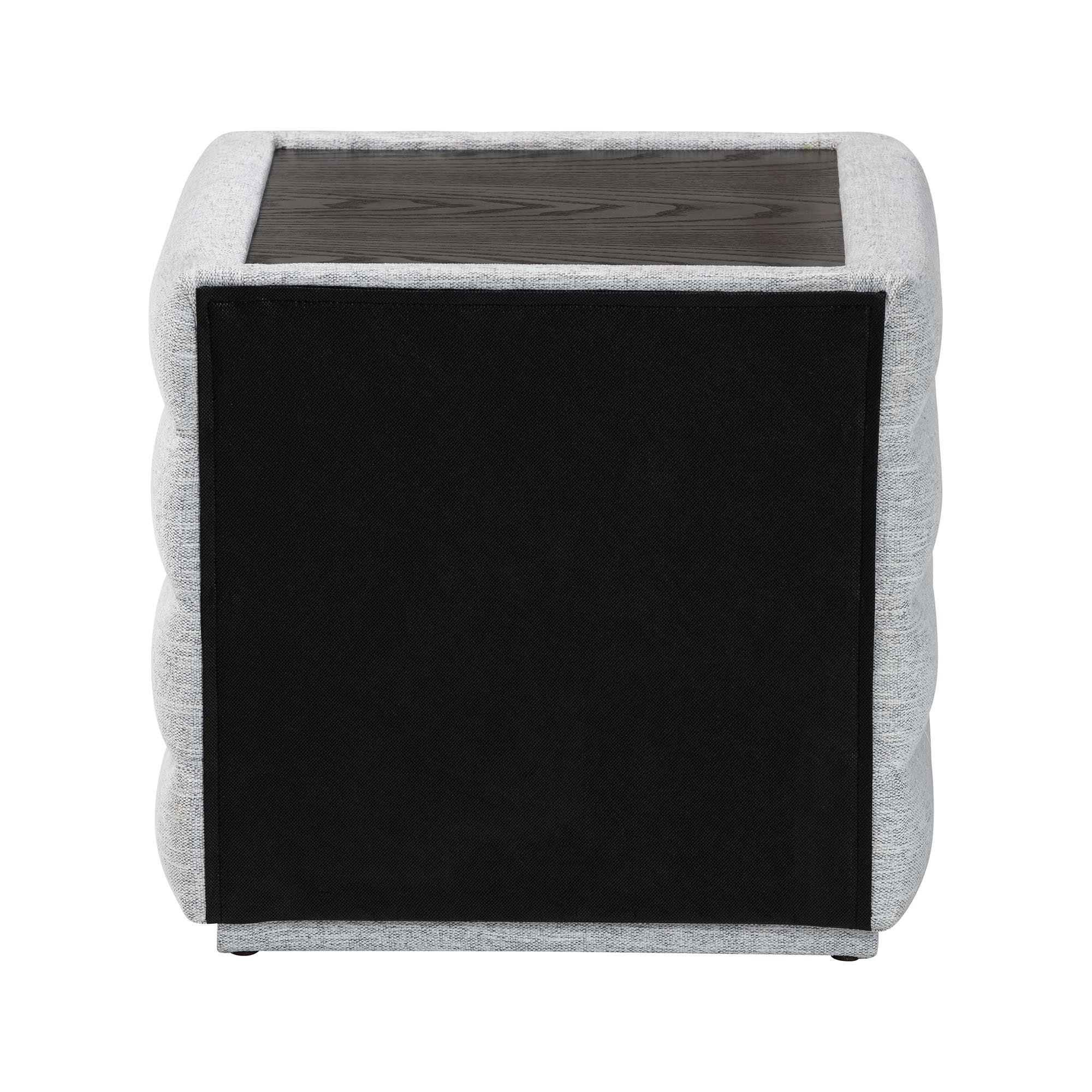 Baxton Studio Cadmus Modern Light Grey Channel-Tufted Fabric 2-Drawer Nightstand