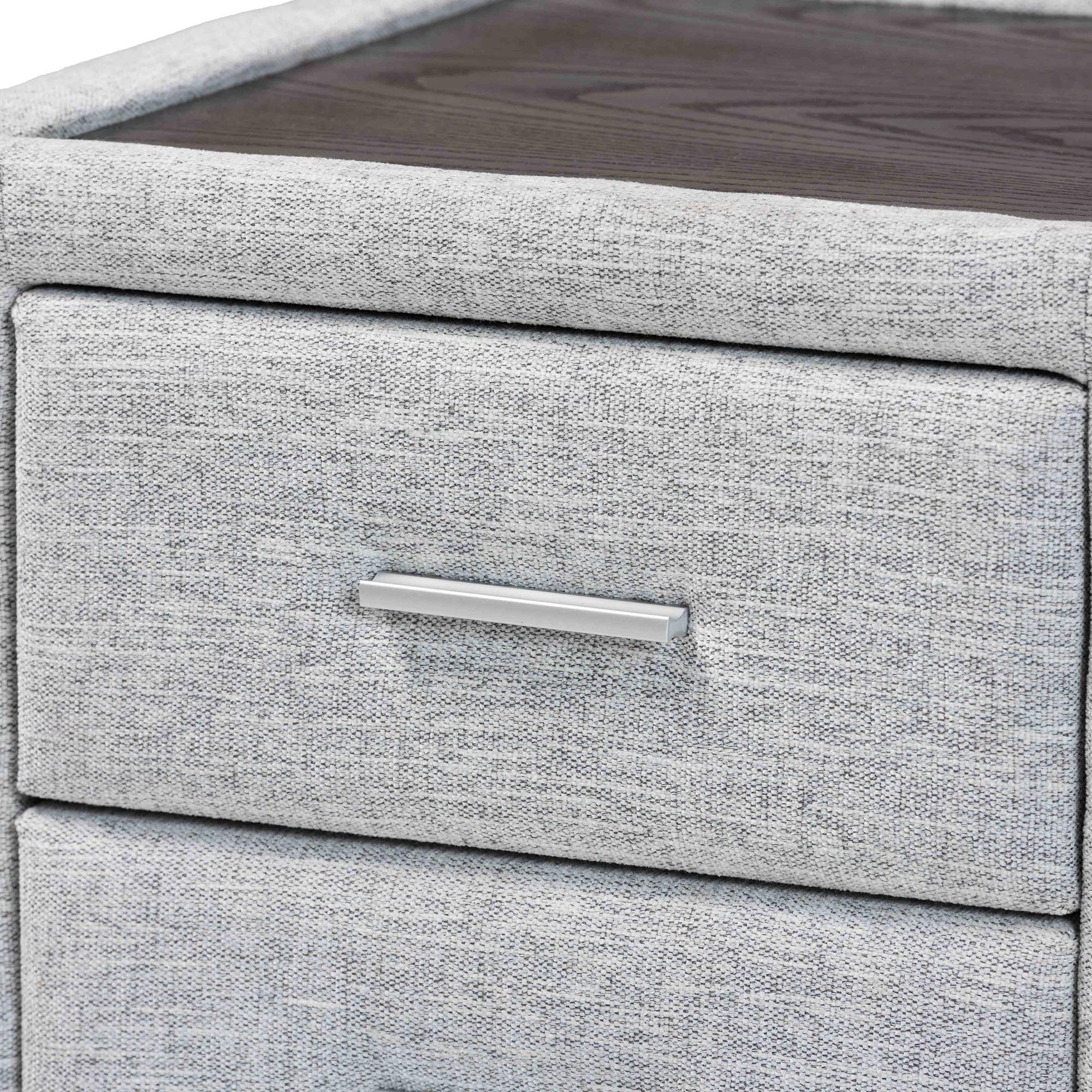 Baxton Studio Cadmus Modern Light Grey Channel-Tufted Fabric 2-Drawer Nightstand