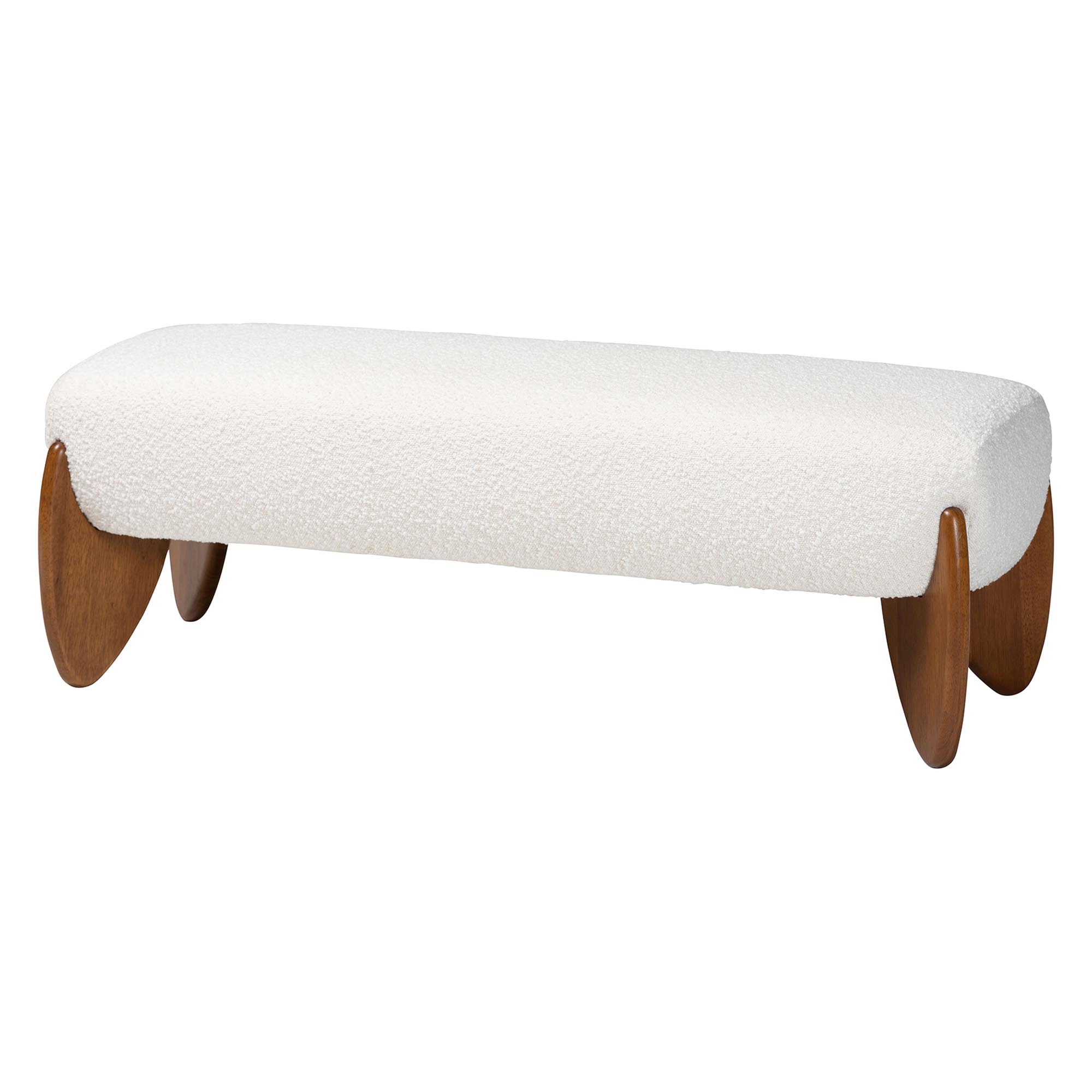 Baxton Studio Vinicio Mid-Century Modern Cream Boucle King 2-Piece Bedroom Set
