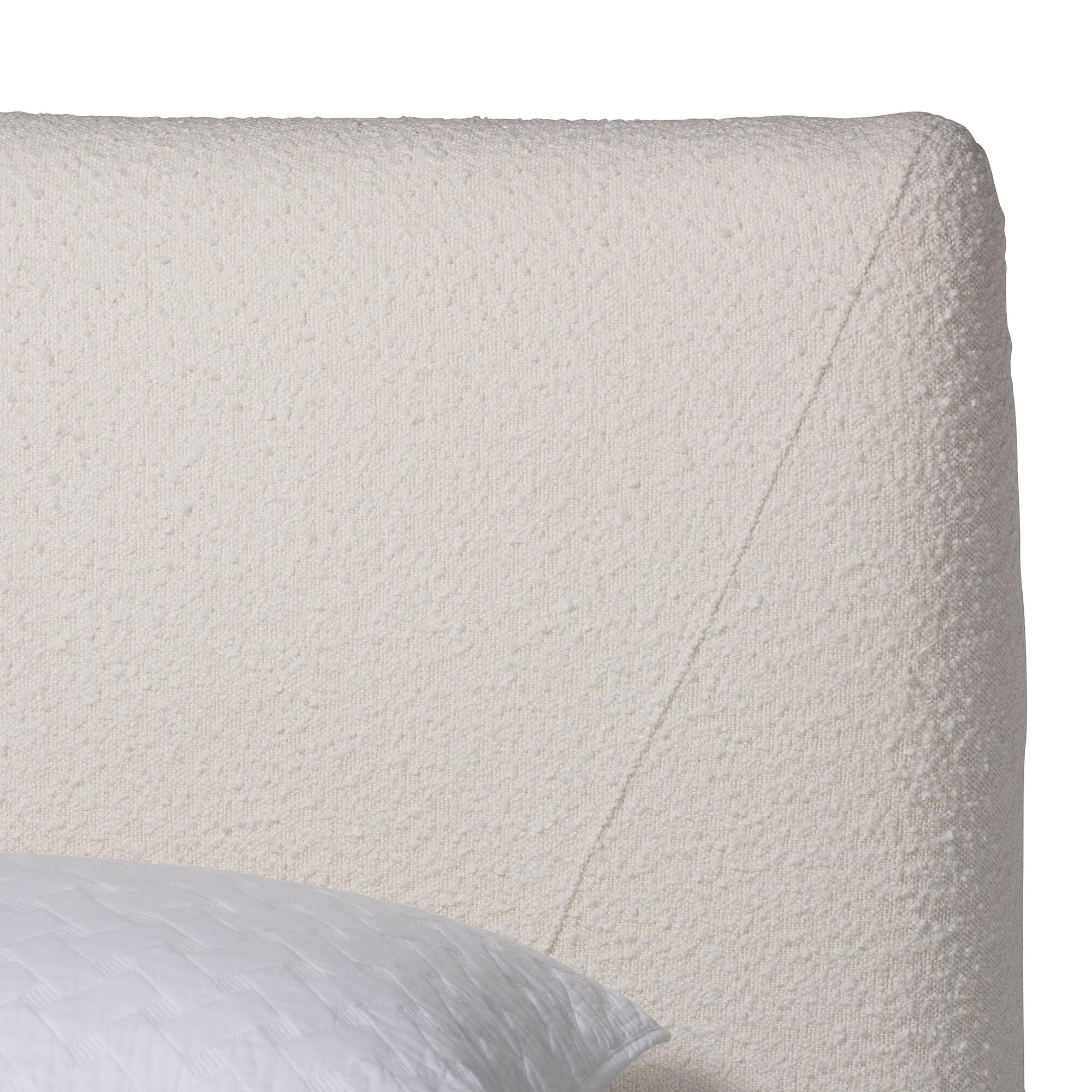 Baxton Studio Vinicio Mid-Century Modern Cream Boucle King 2-Piece Bedroom Set