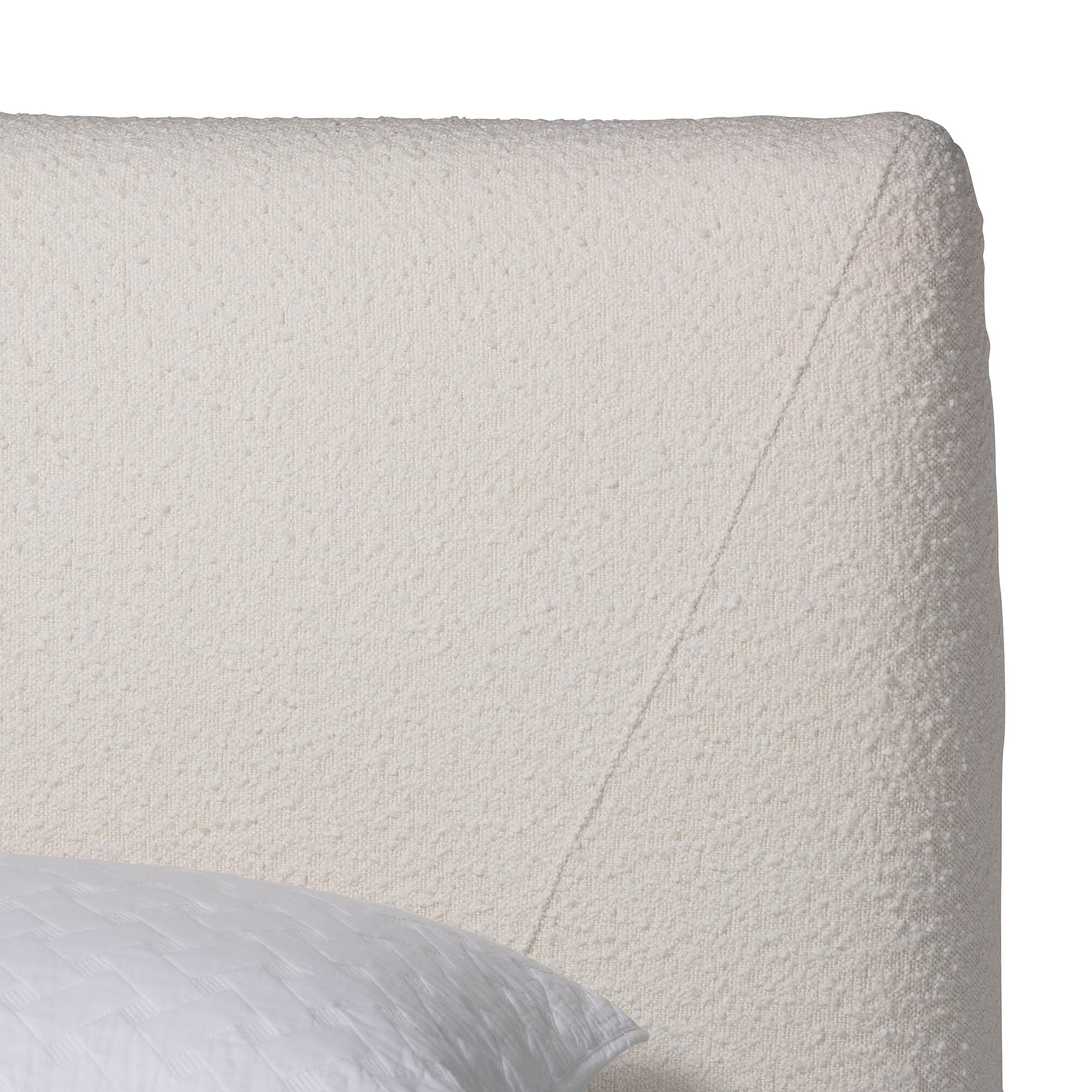 Baxton Studio Vinicio Mid-Century Modern Cream Boucle Queen Platform Bed