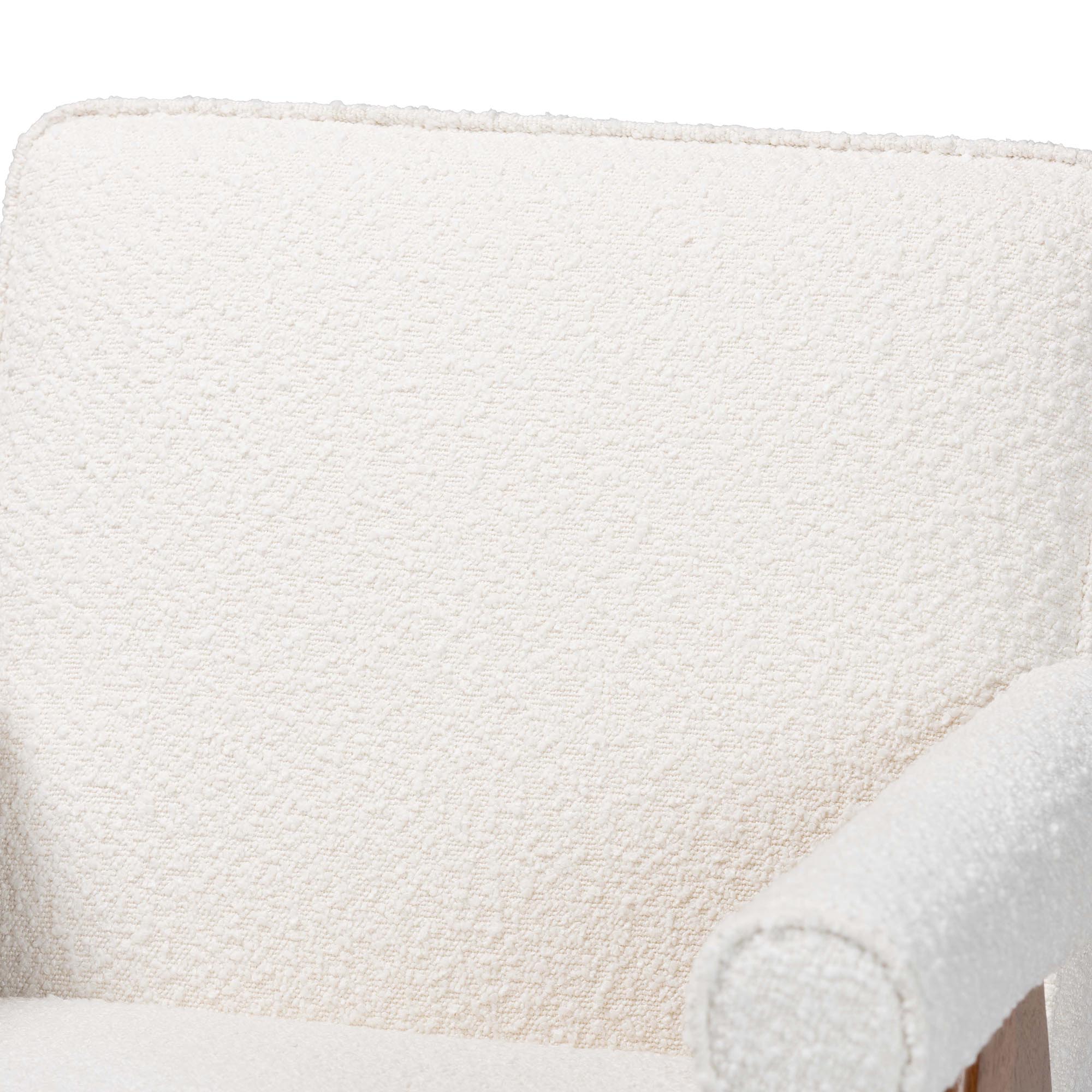 Baxton Studio Georgina Japandi Cream Boucle and Walnut Brown Wood Accent Chair