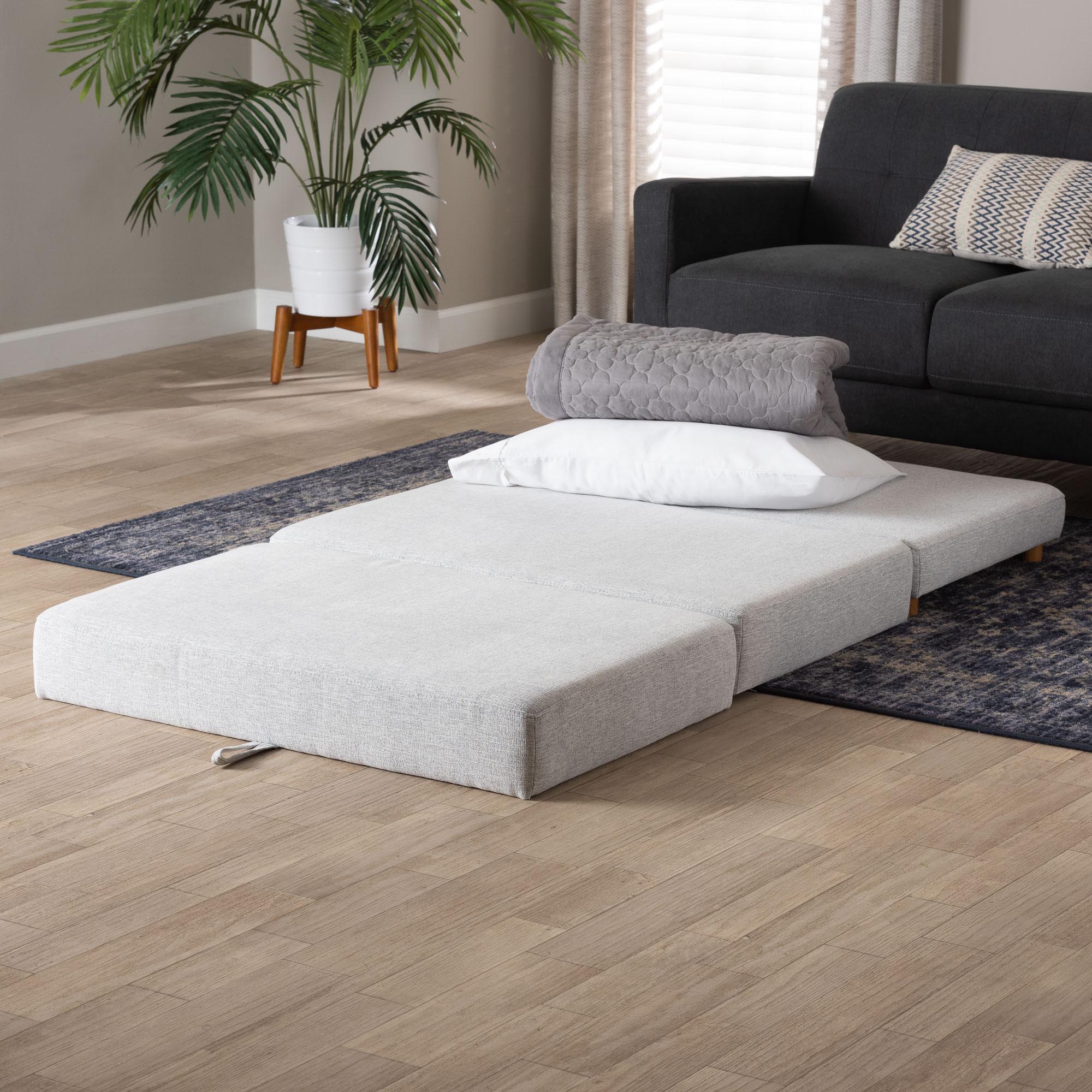 Baxton Studio Sabriel Modern Light Grey Fabric Convertible Sleeper Ottoman