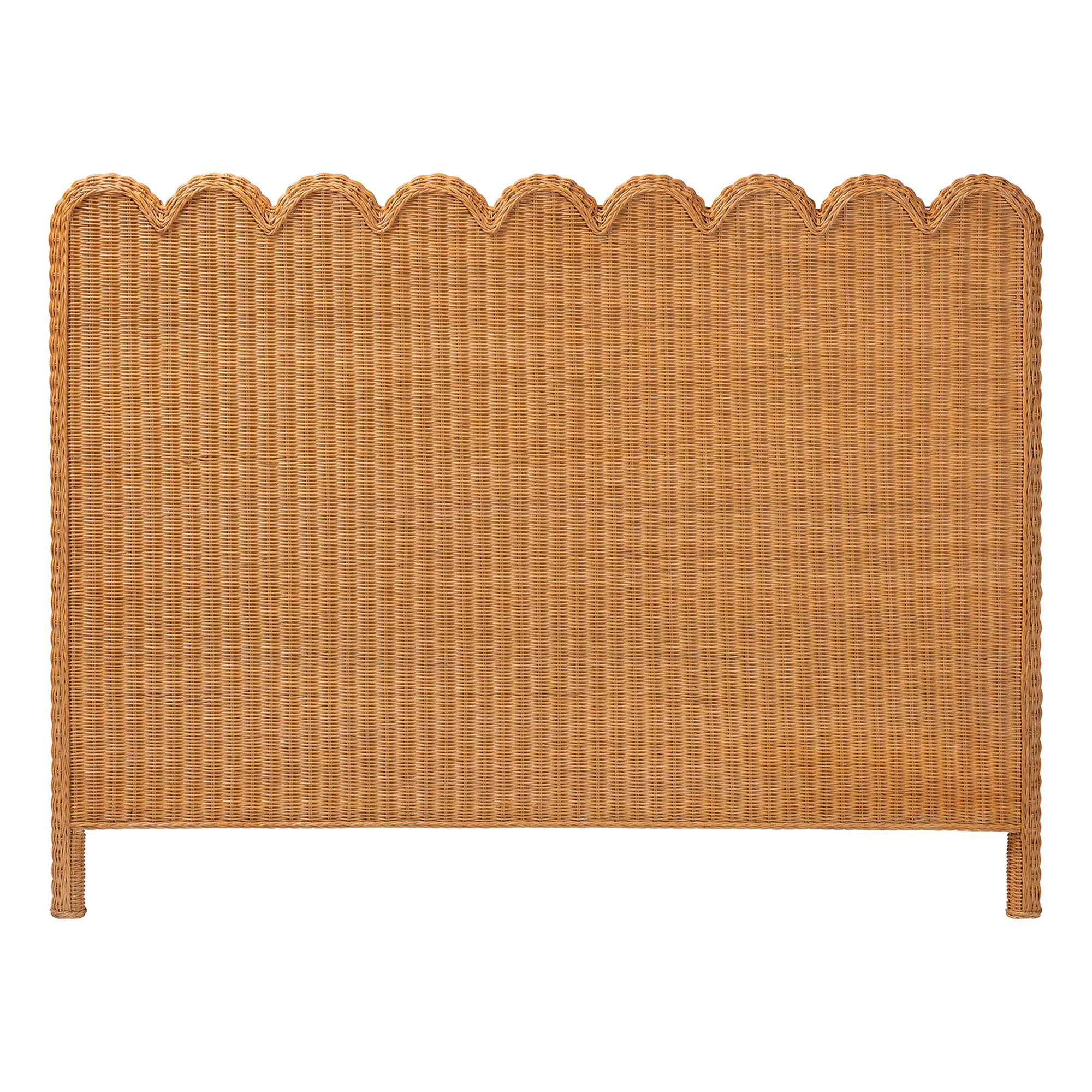 bali & pari Maritza Bohemian Light Honey Scalloped Rattan Pitrit Queen Standalone Headboard