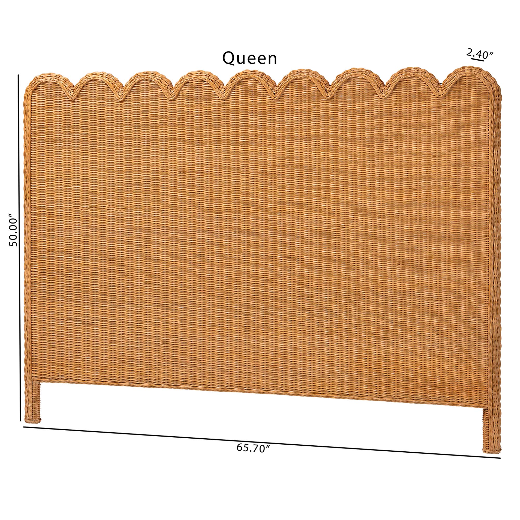 bali & pari Maritza Bohemian Light Honey Scalloped Rattan Pitrit Queen Standalone Headboard