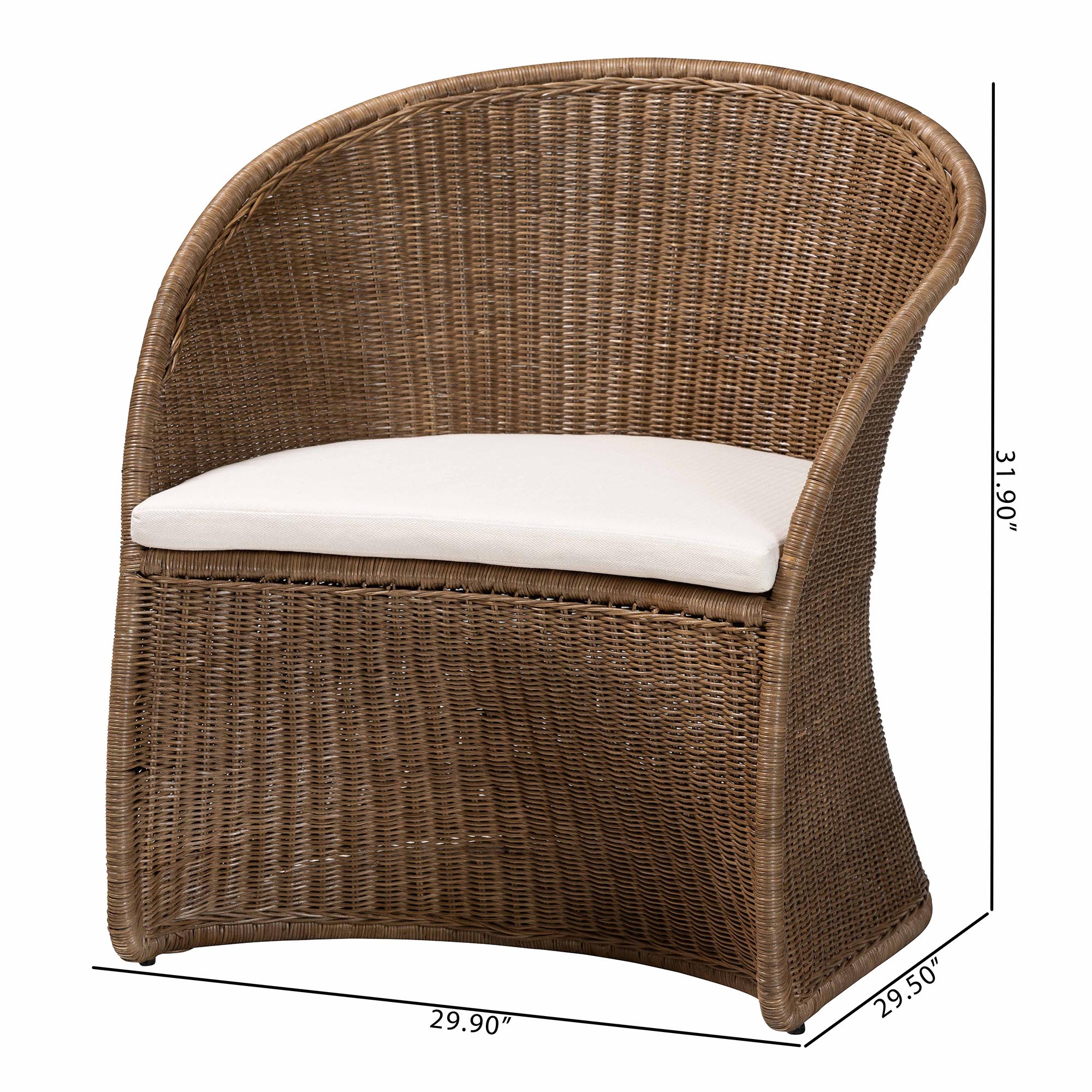 bali & pari Kintamani Bohemian Greywashed Rattan Accent Chair