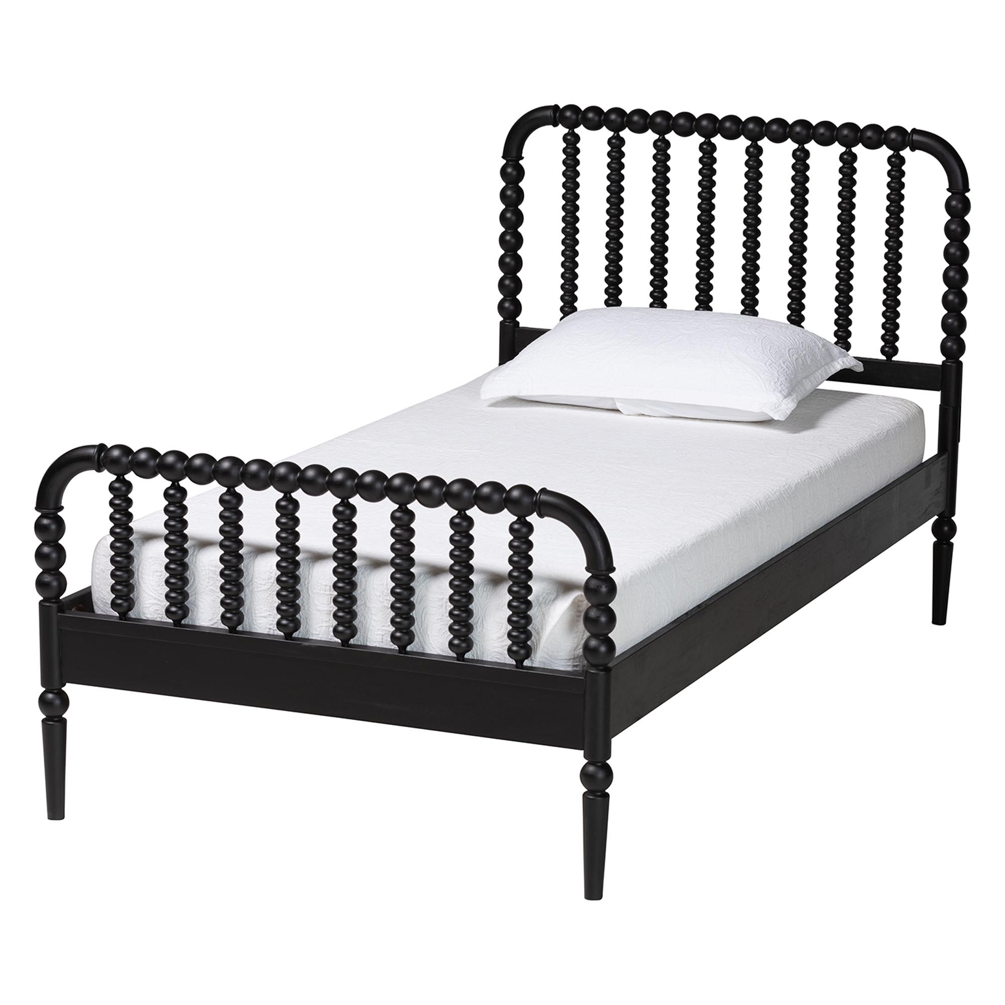 Baxton Studio Lucera Mid-Century Black Full Size Bobbin Bed