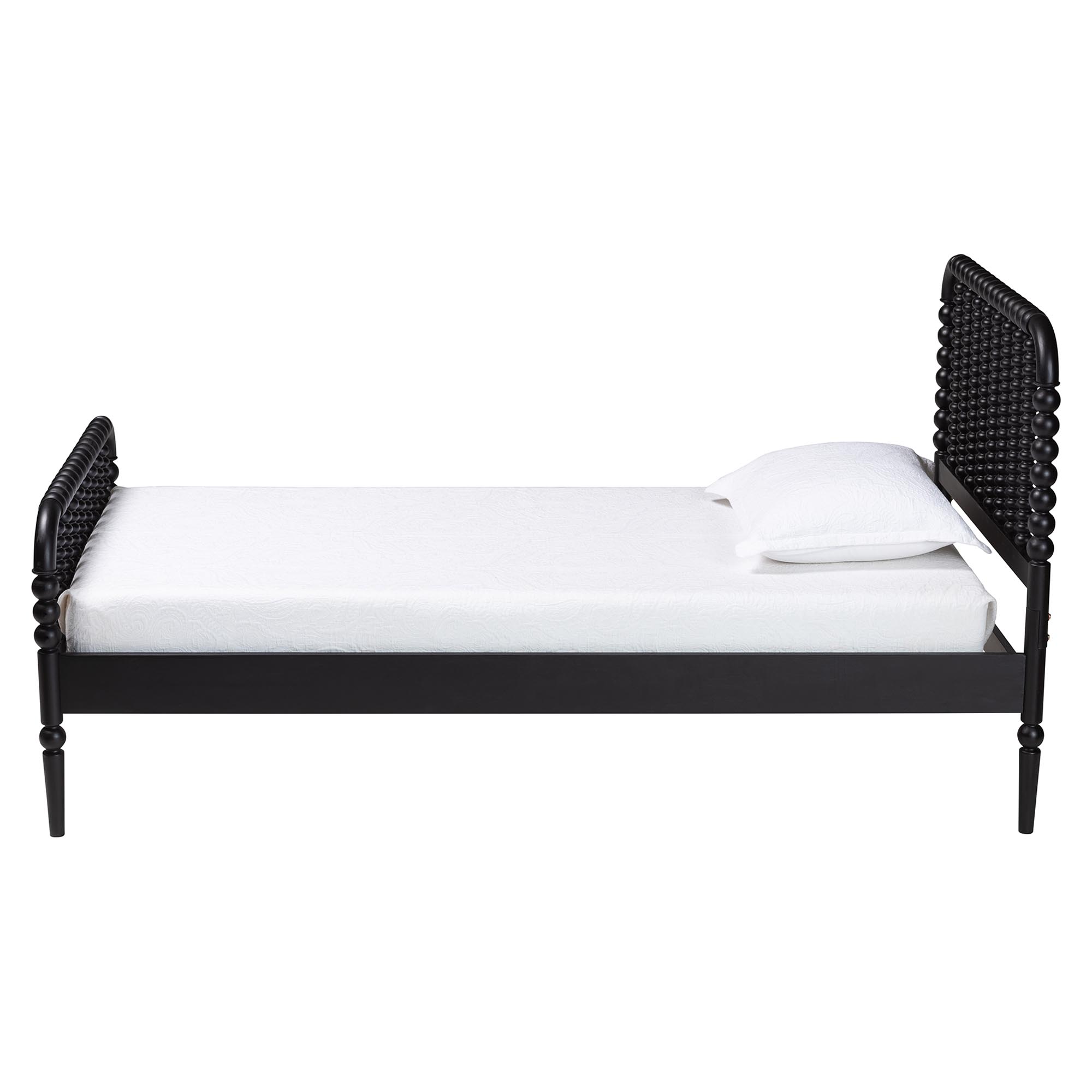 Baxton Studio Lucera Mid-Century Black Full Size Bobbin Bed