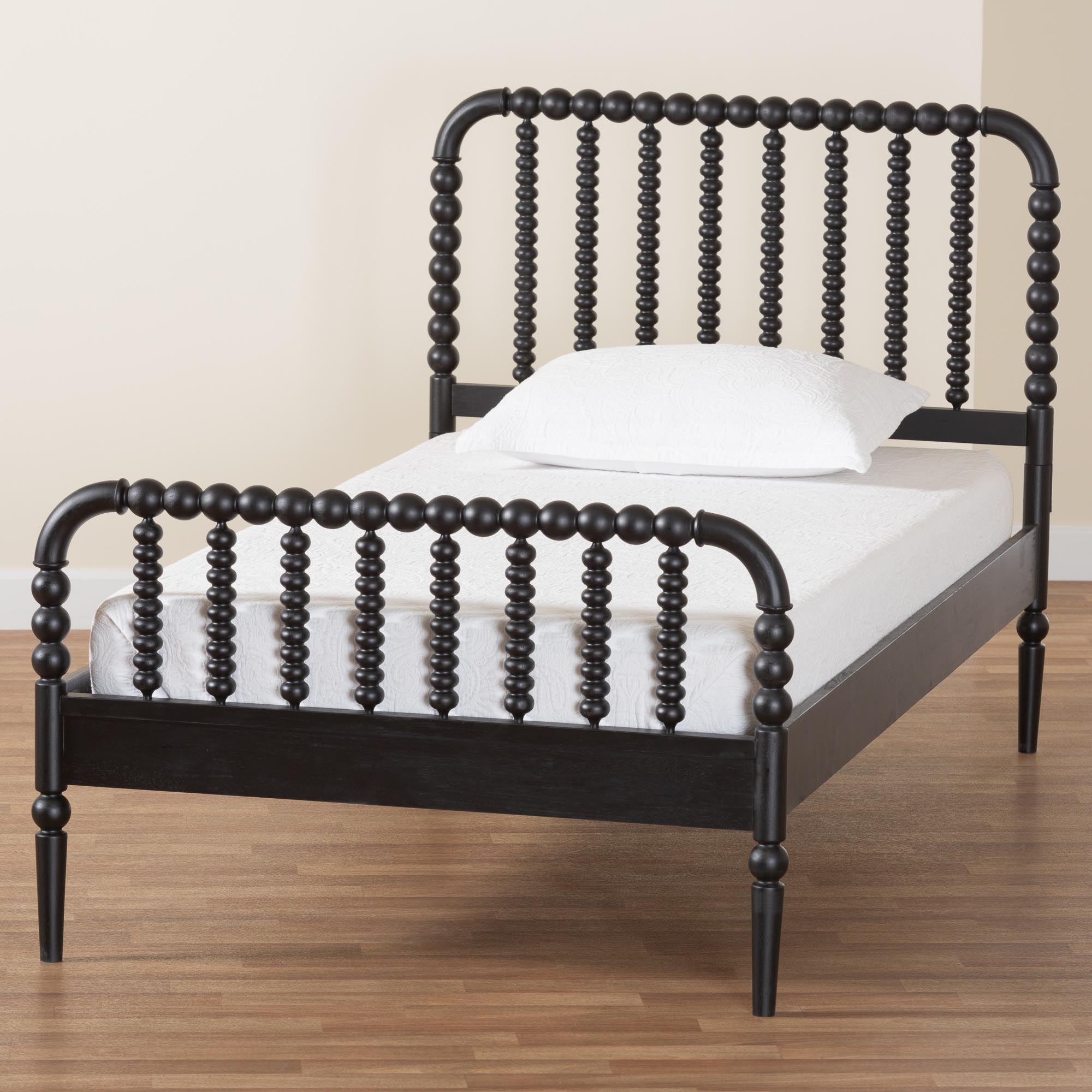 Baxton Studio Lucera Mid-Century Black Full Size Bobbin Bed