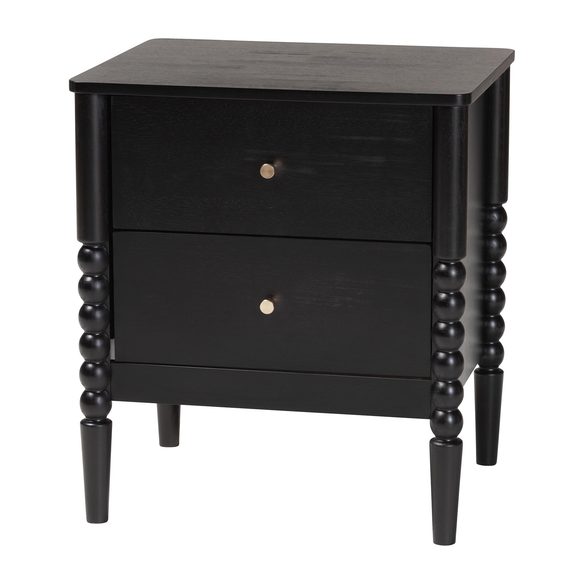 Baxton Studio Lucera Mid-Century Black Full Size 3-Piece Bobbin Bedroom Set
