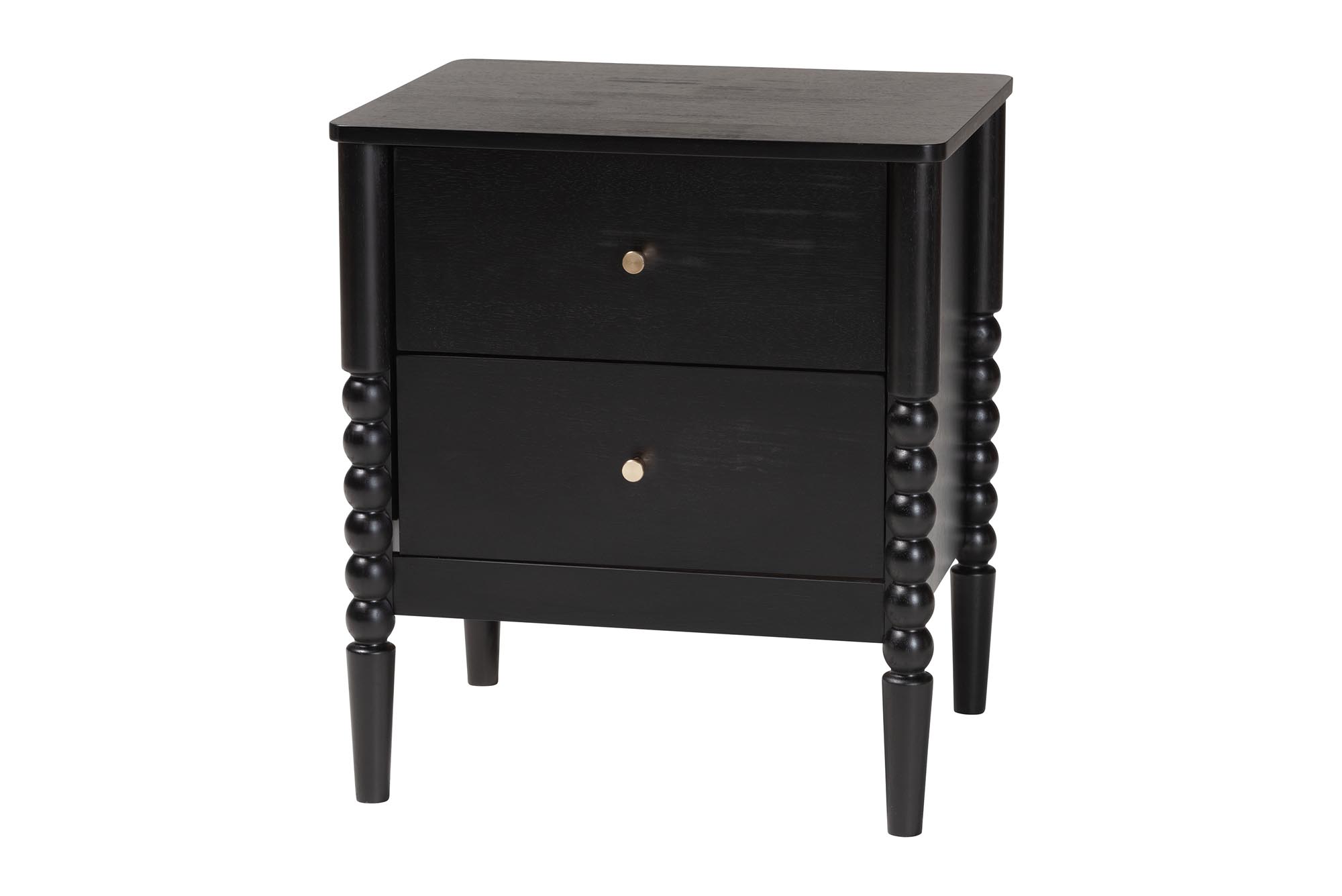 Baxton Studio Lucera Mid-Century Black Twin Size 4-Piece Bobbin Bedroom Set