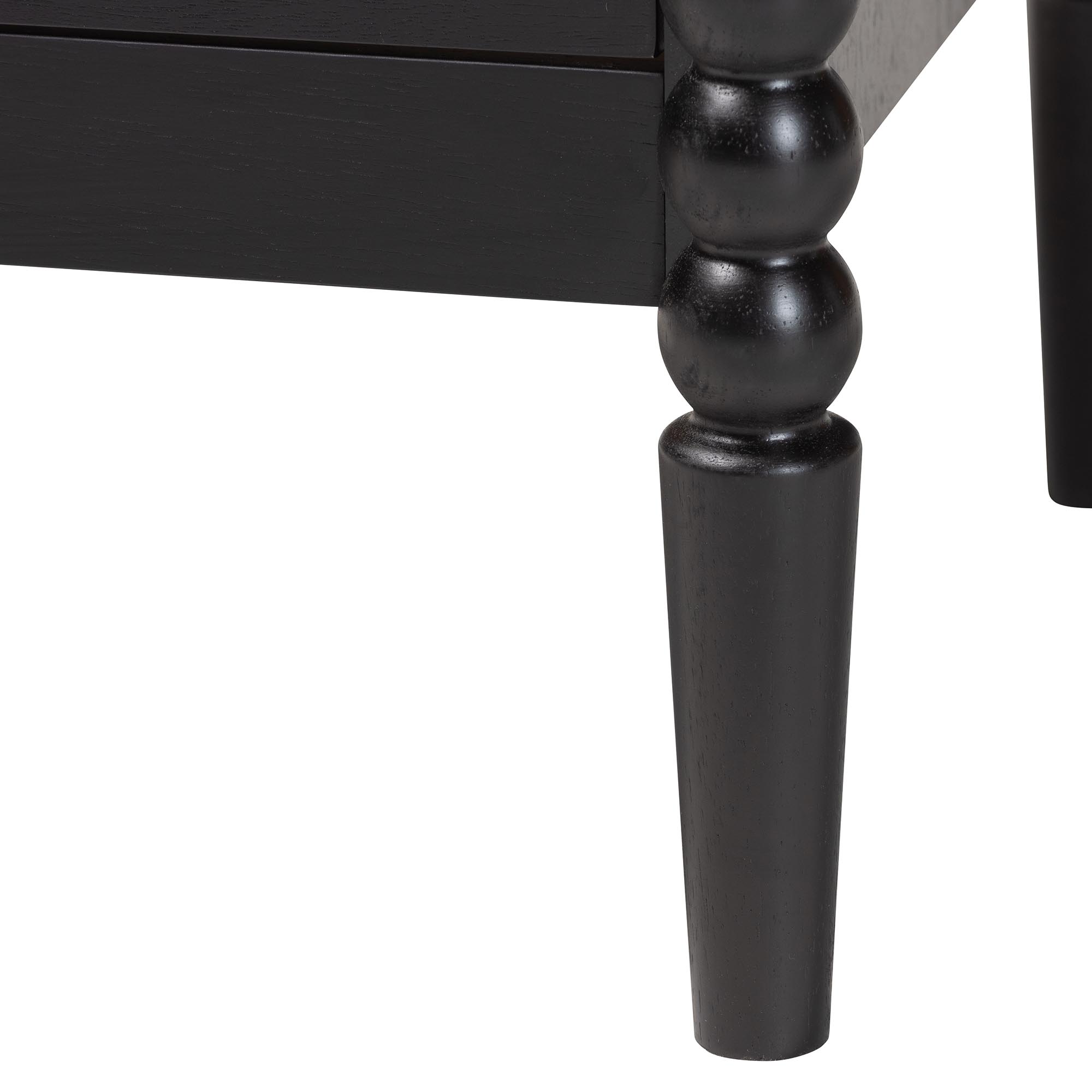 Baxton Studio Lucera Mid-Century Black Twin Size 4-Piece Bobbin Bedroom Set