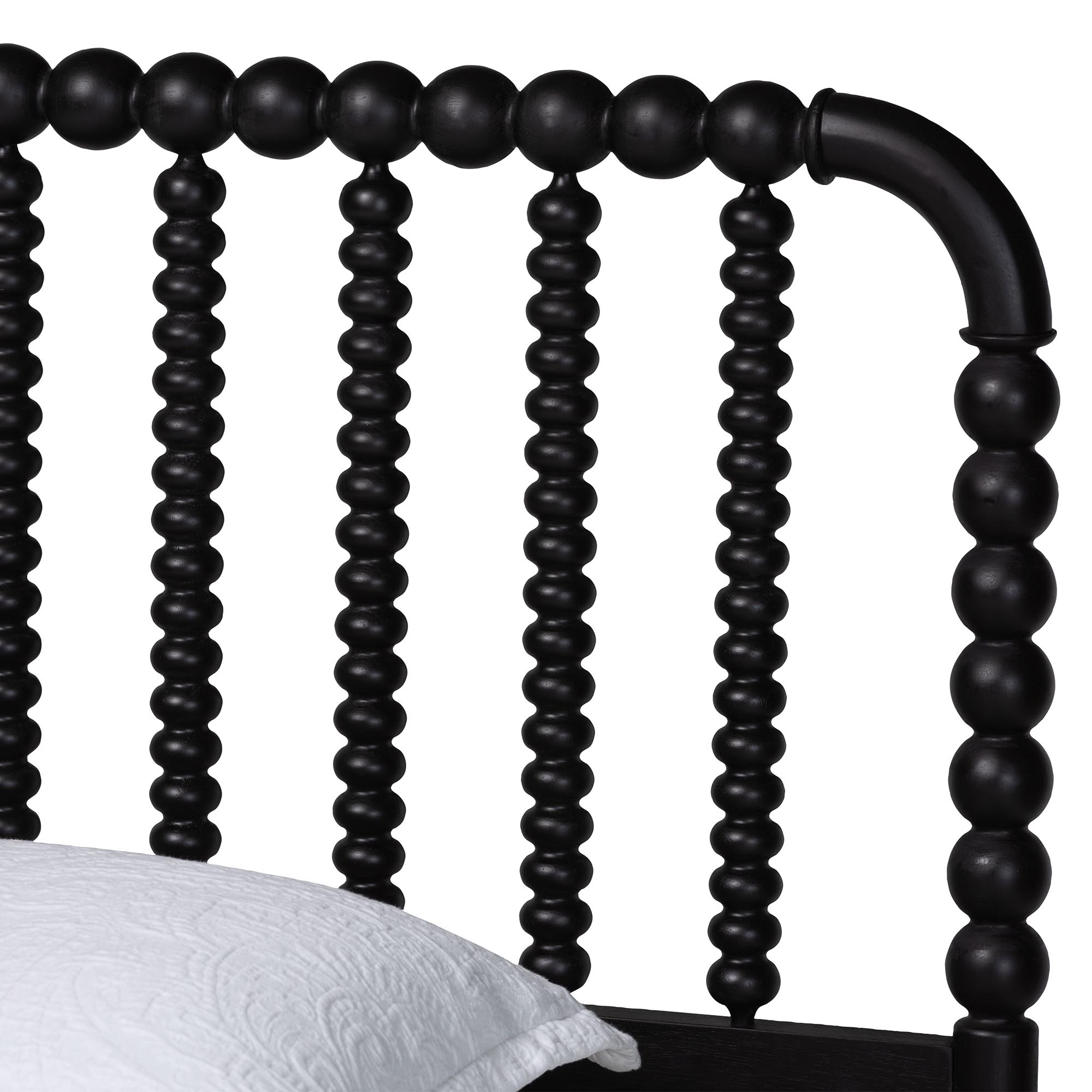 Baxton Studio Lucera Mid-Century Black Full Size 4-Piece Bobbin Bedroom Set