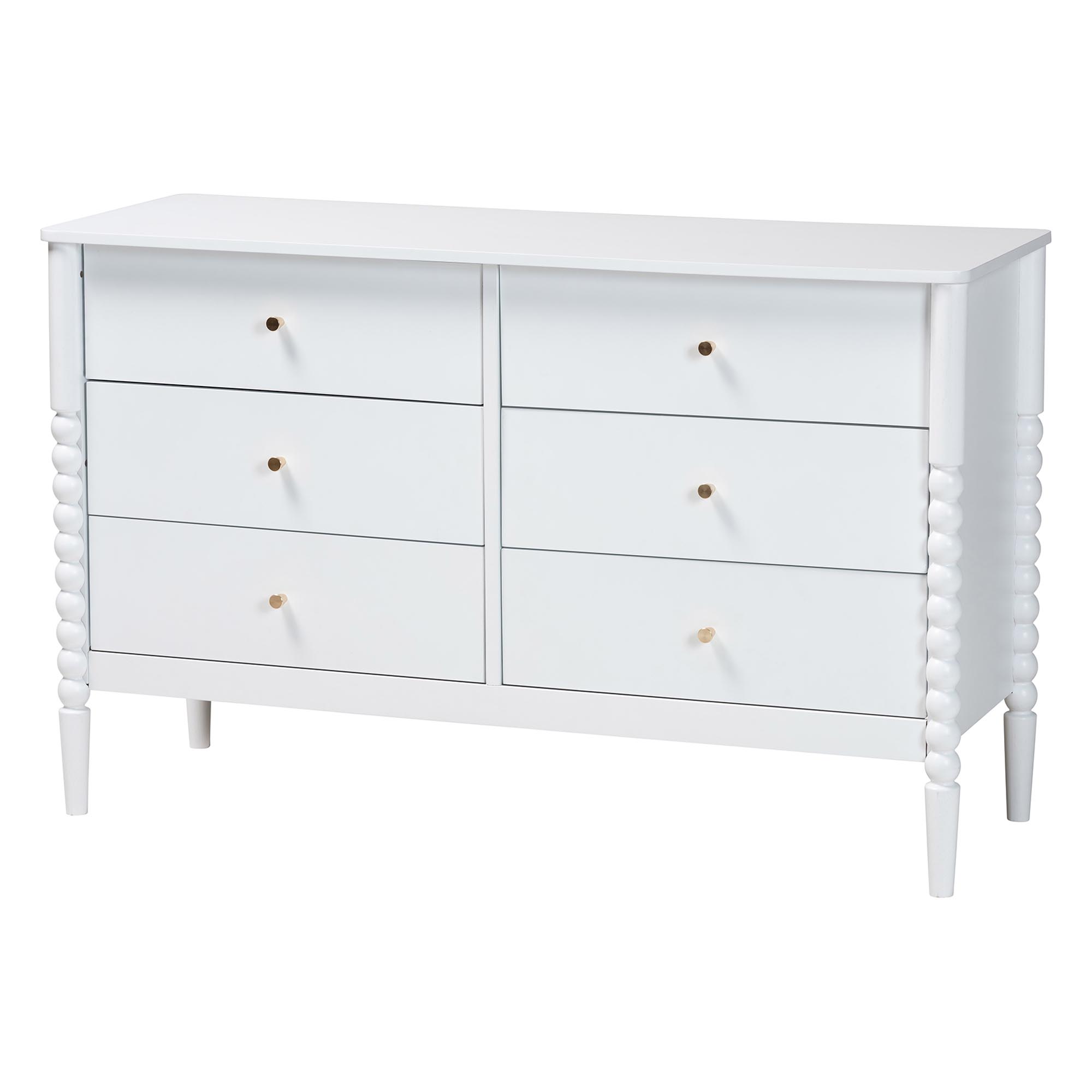 Baxton Studio Lucera Mid-Century White Twin Size 4-Piece Bobbin Bedroom Set