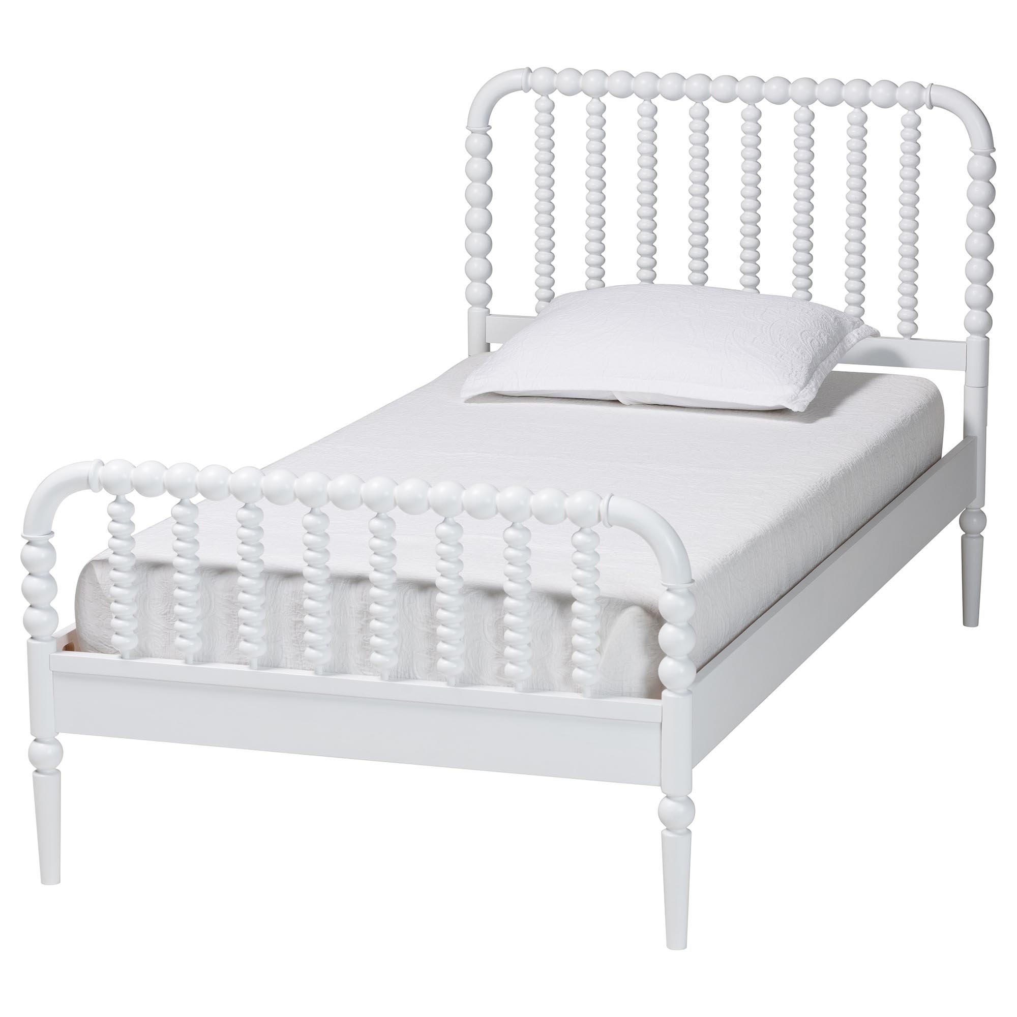 Baxton Studio Lucera Mid-Century White Twin Size 5-Piece Bobbin Bedroom Set