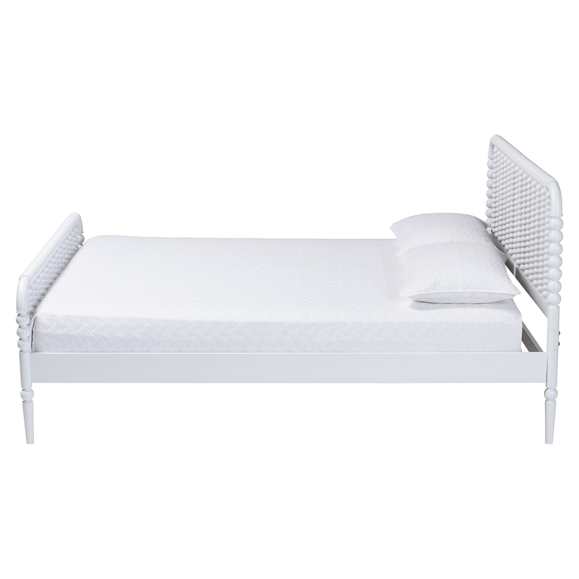 Baxton Studio Lucera Mid-Century White Full Size Bobbin Bed