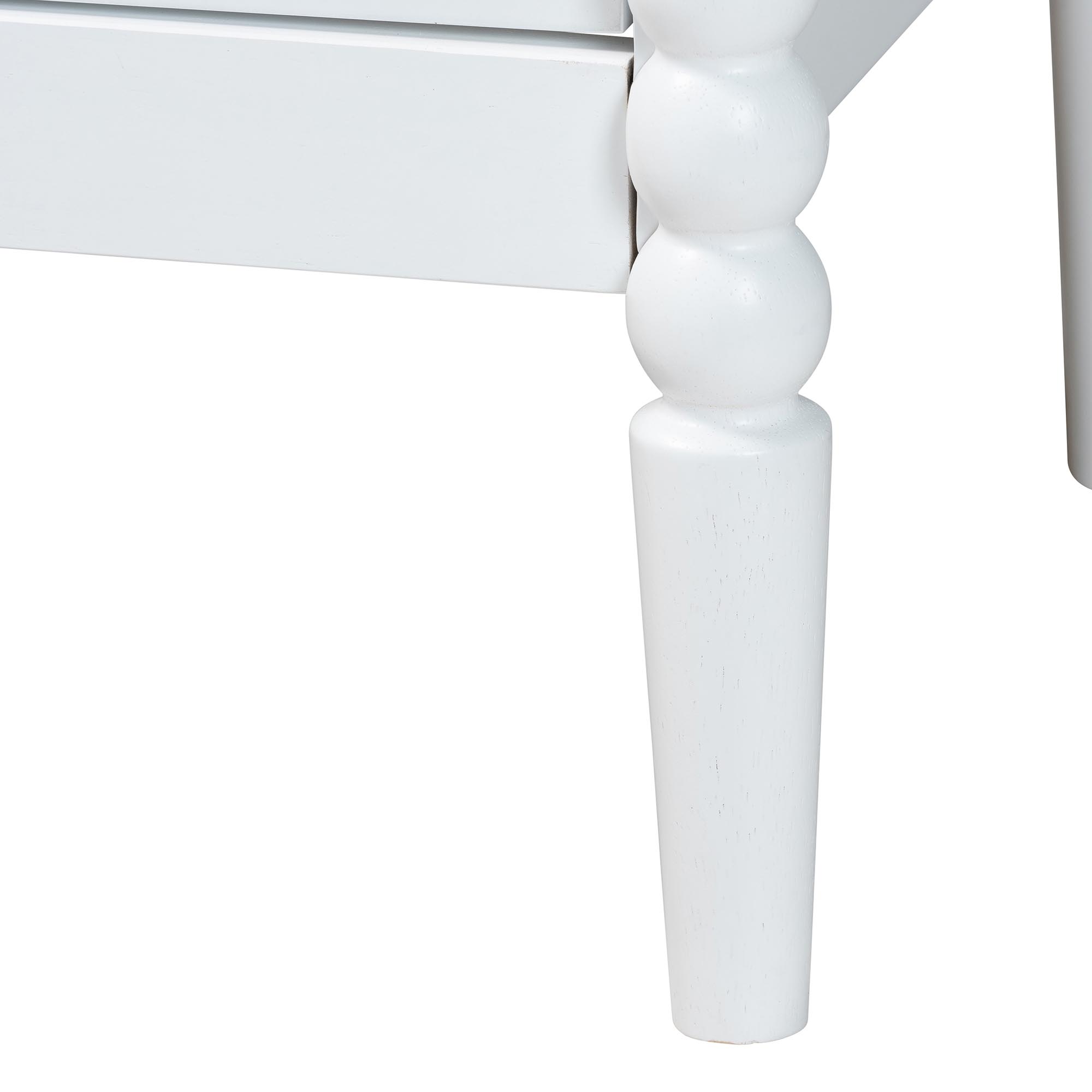 Baxton Studio Lucera Mid-Century White Full Size 5-Piece Bobbin Bedroom Set