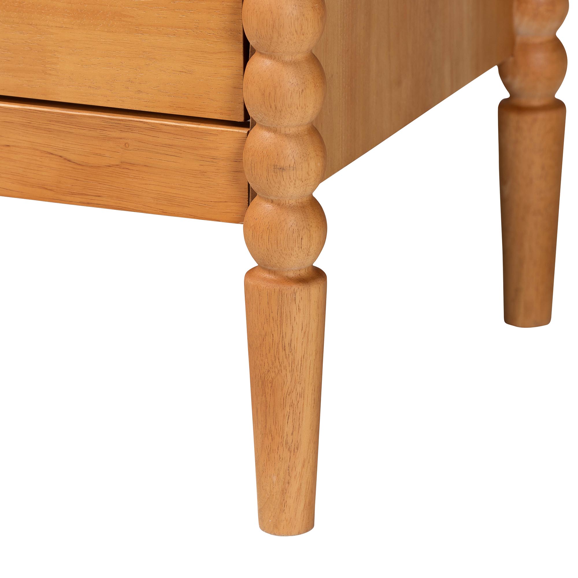 Baxton Studio Lucera Mid-Century Oak Brown Queen Size 3-Piece Bobbin Bedroom Set