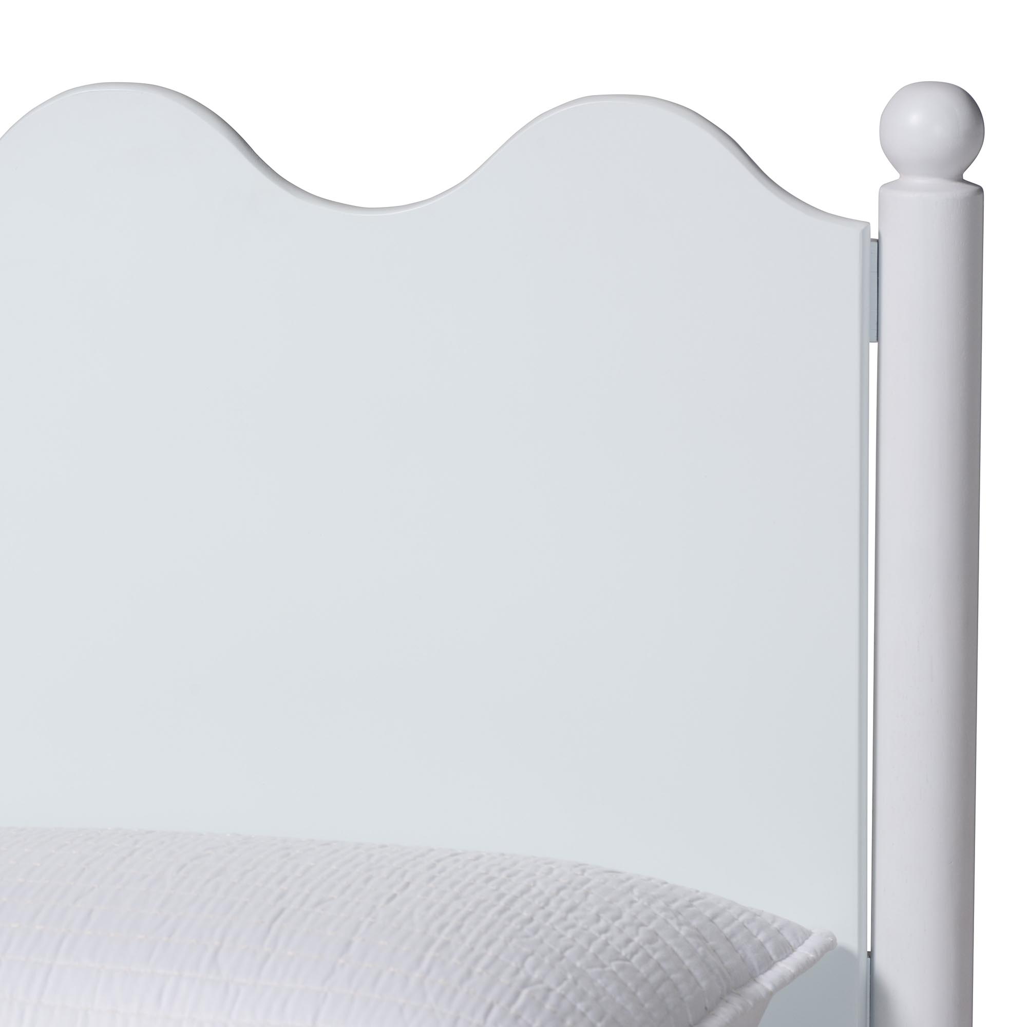 Baxton Studio Malaya Modern White Wood Full Platform Bed with Scalloped Edges