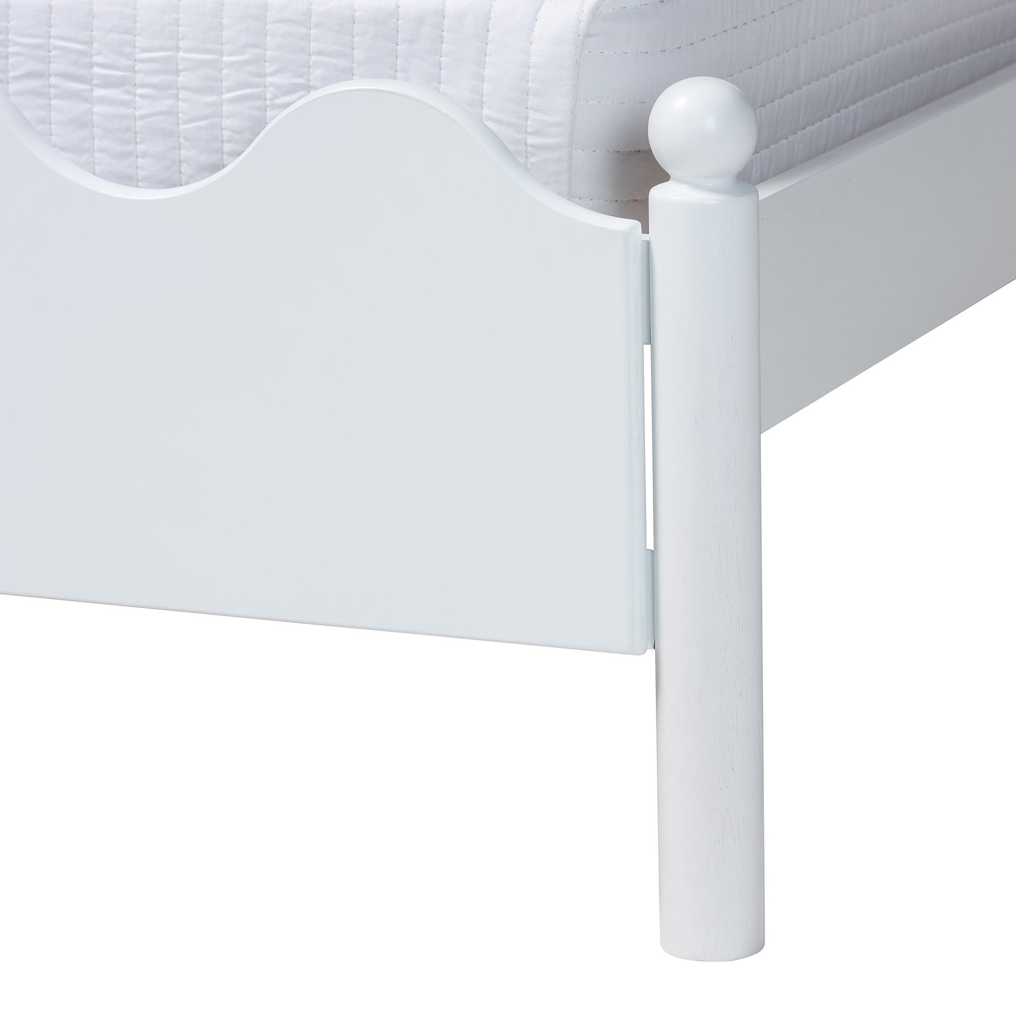 Baxton Studio Malaya Modern White Wood Full Platform Bed with Scalloped Edges
