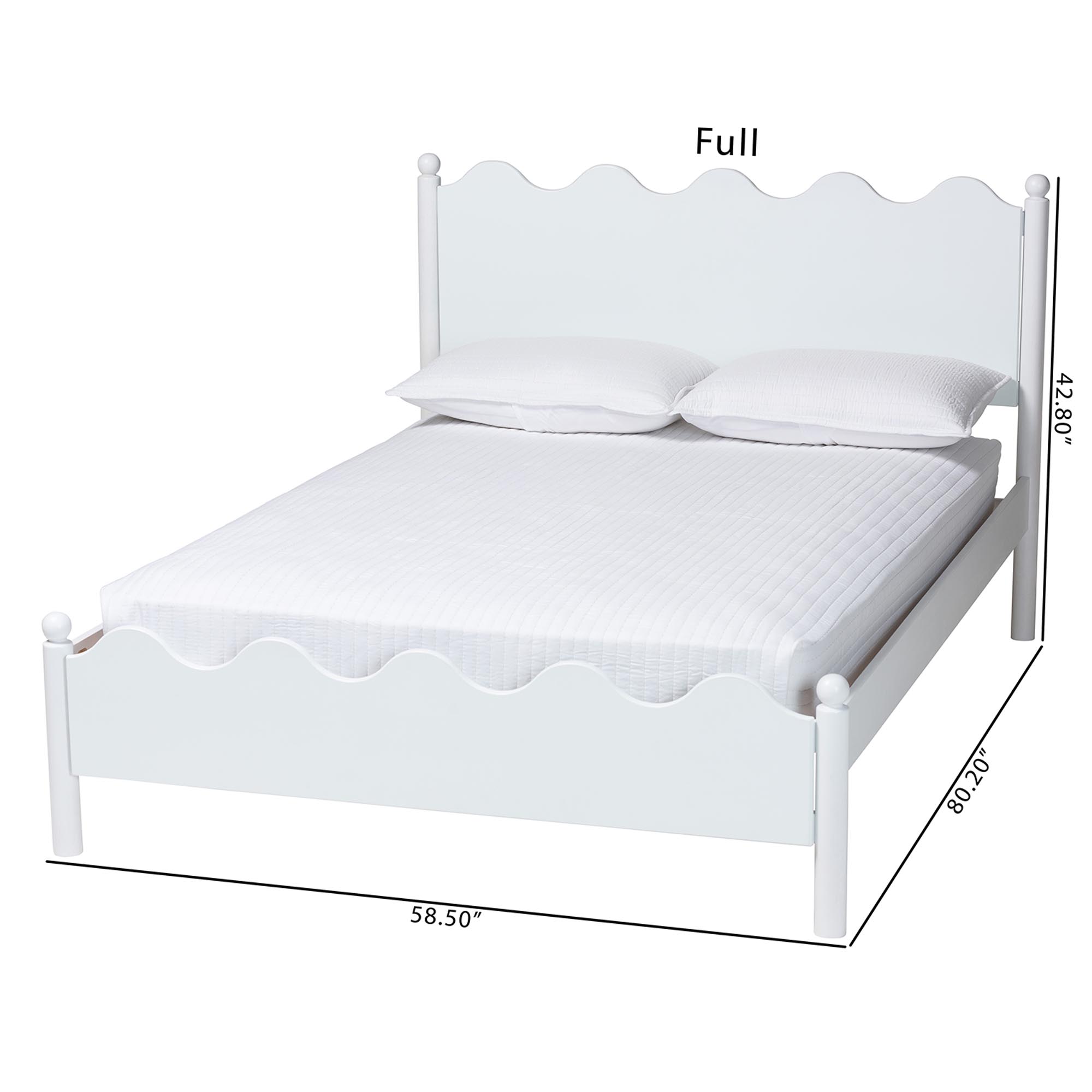 Baxton Studio Malaya Modern White Wood Full Platform Bed with Scalloped Edges