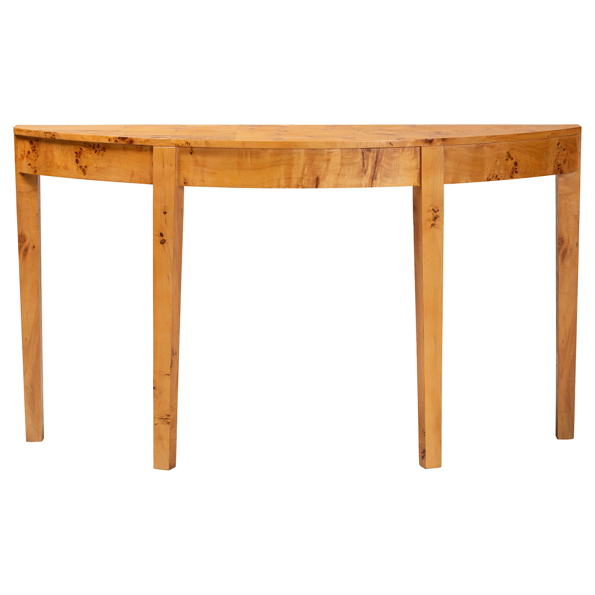 bali & pari Jihan Modern and Contemporary Natural Real Burl Wood Half-Moon Large Console Table