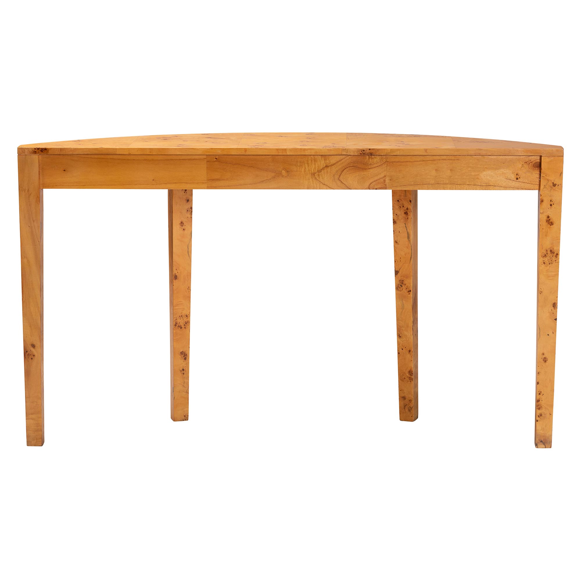 bali & pari Jihan Modern and Contemporary Natural Real Burl Wood Half-Moon Large Console Table