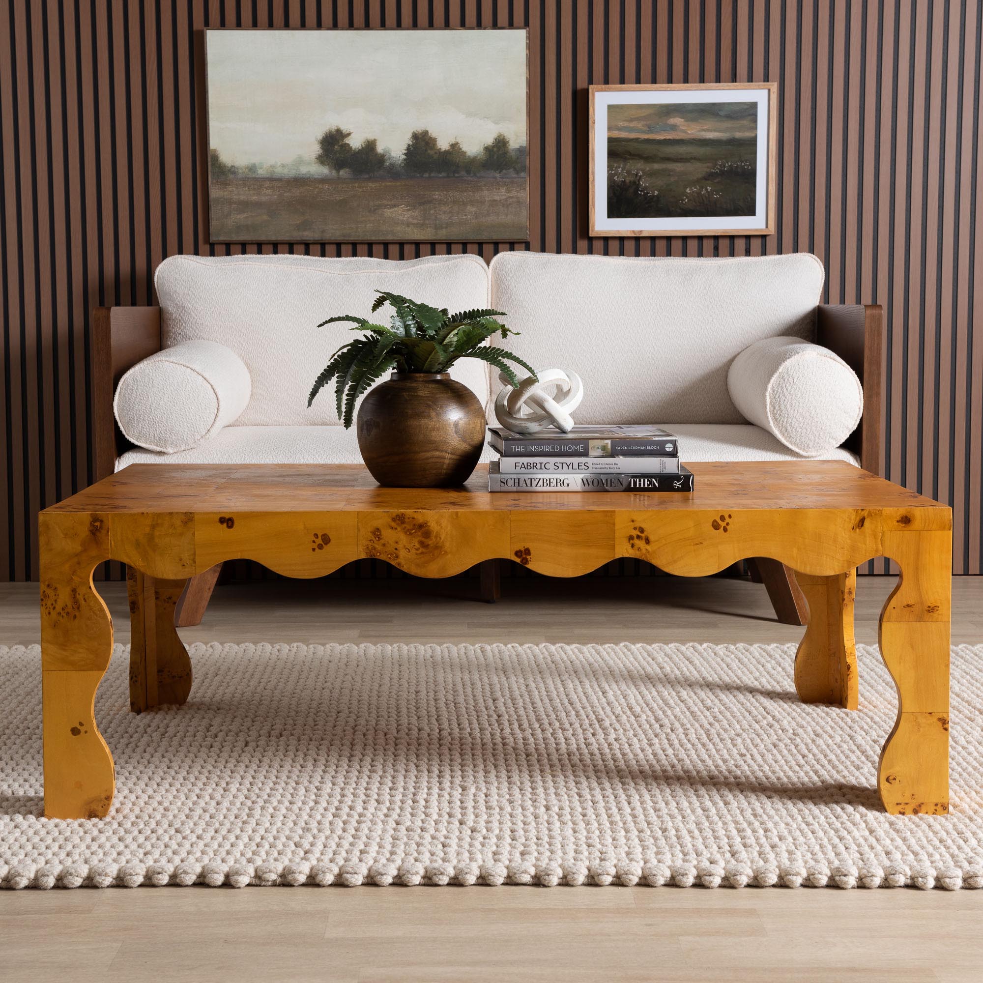 bali & pari Huxley Modern and Contemporary Natural Real Burl Wood Coffee Table