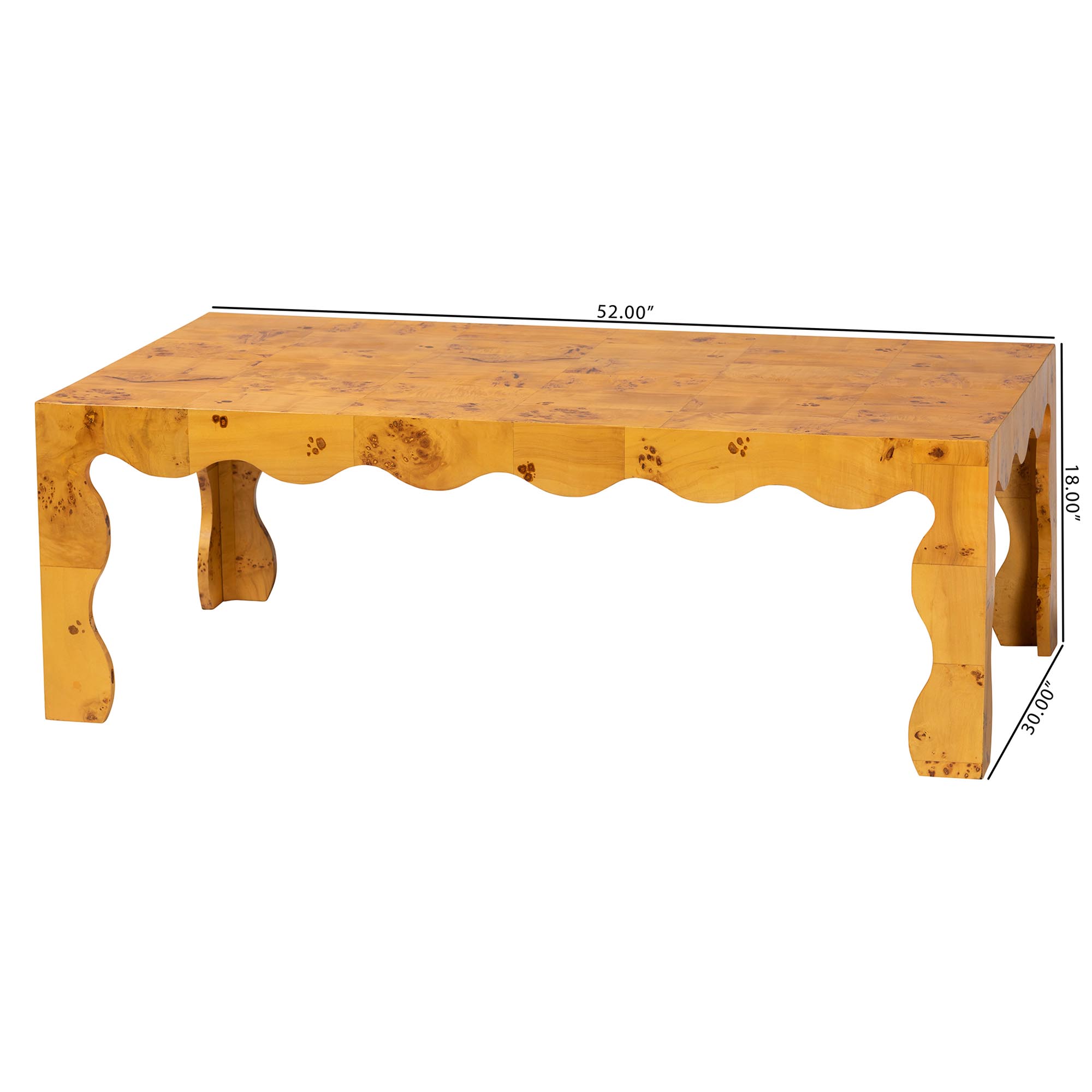 bali & pari Huxley Modern and Contemporary Natural Real Burl Wood Coffee Table