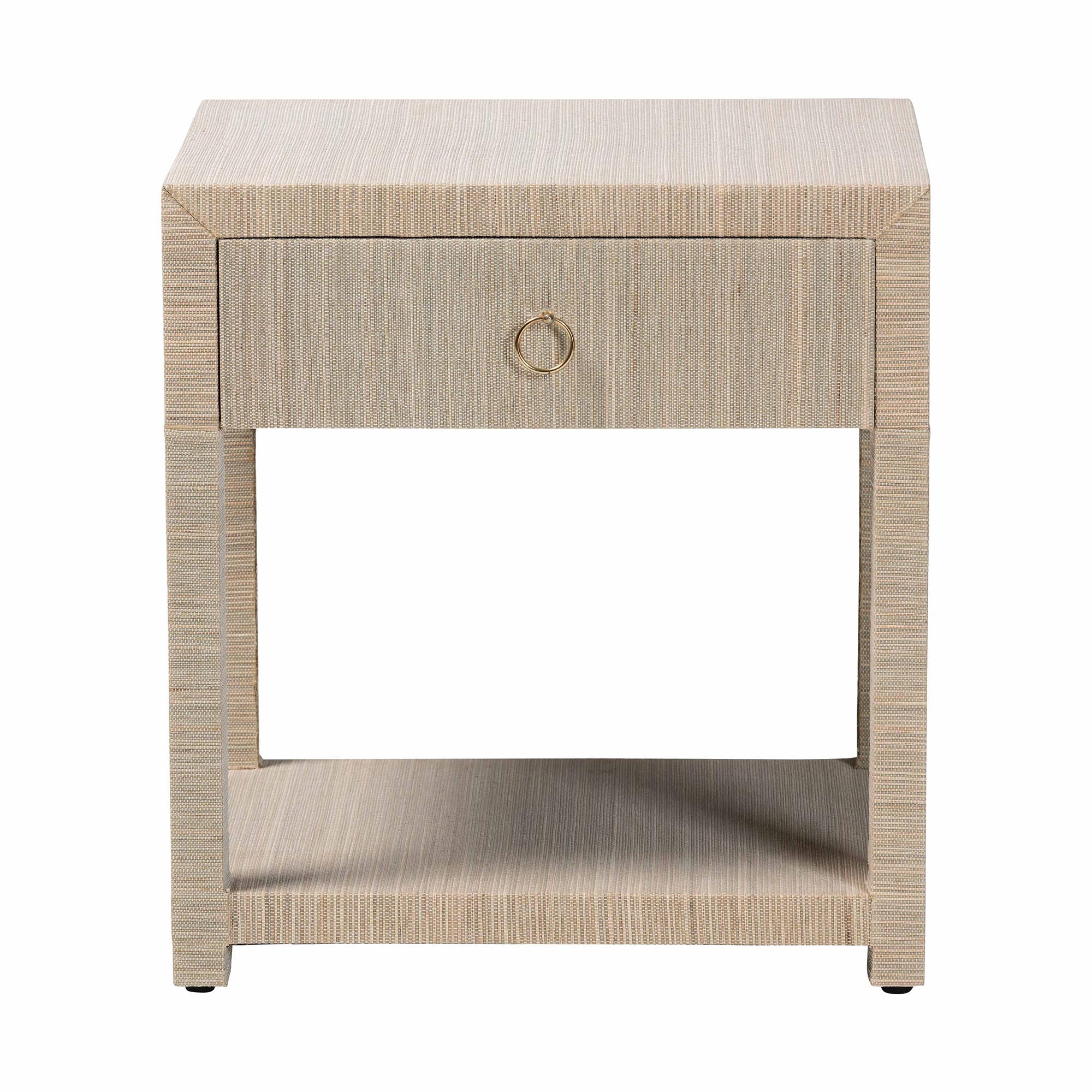 bali & pari Nata Bohemian Woven Natural Grasscloth 1-Drawer Nightstand