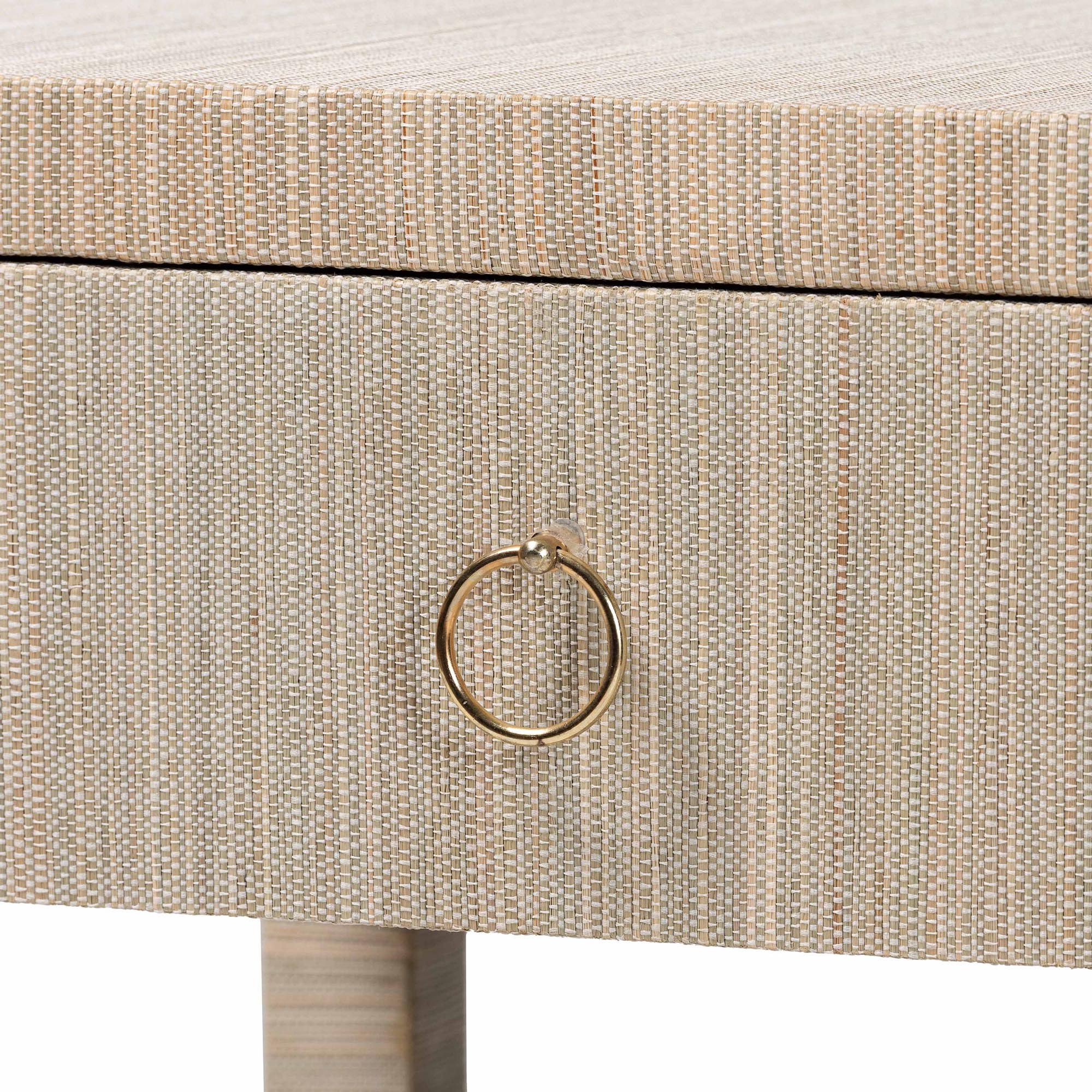 bali & pari Nata Bohemian Woven Natural Grasscloth 1-Drawer Nightstand