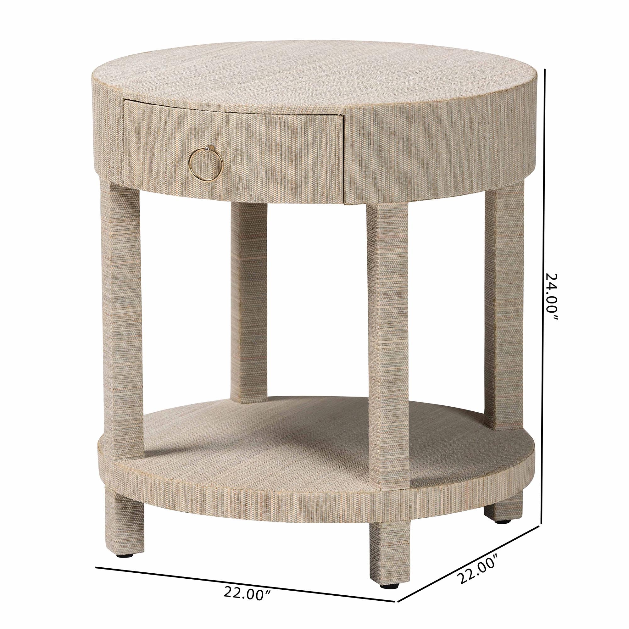 bali & pari Sadia Bohemian Woven Natural Grasscloth 1-Drawer Nightstand