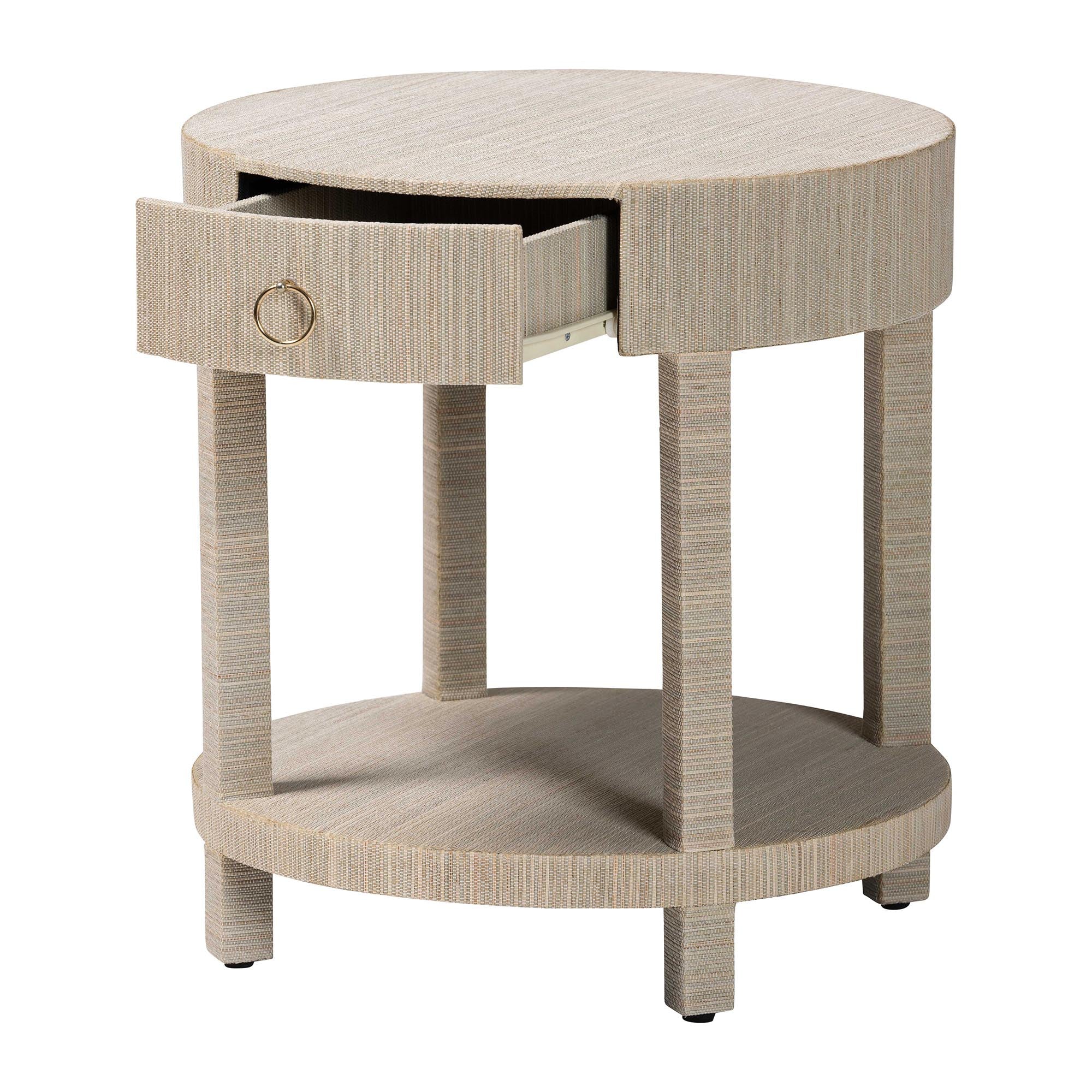bali & pari Sadia Bohemian Woven Natural Grasscloth 1-Drawer Nightstand