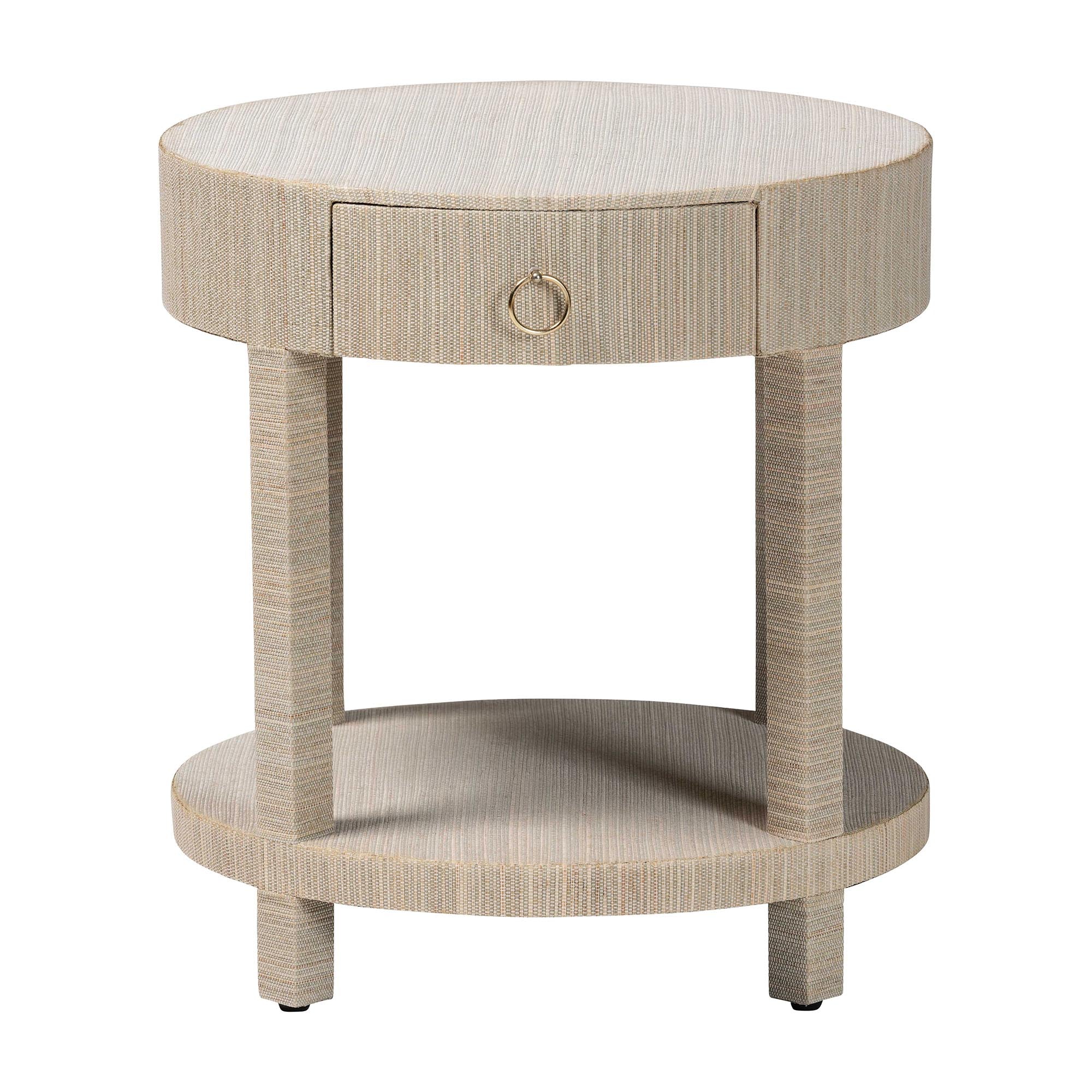 bali & pari Sadia Bohemian Woven Natural Grasscloth 1-Drawer Nightstand