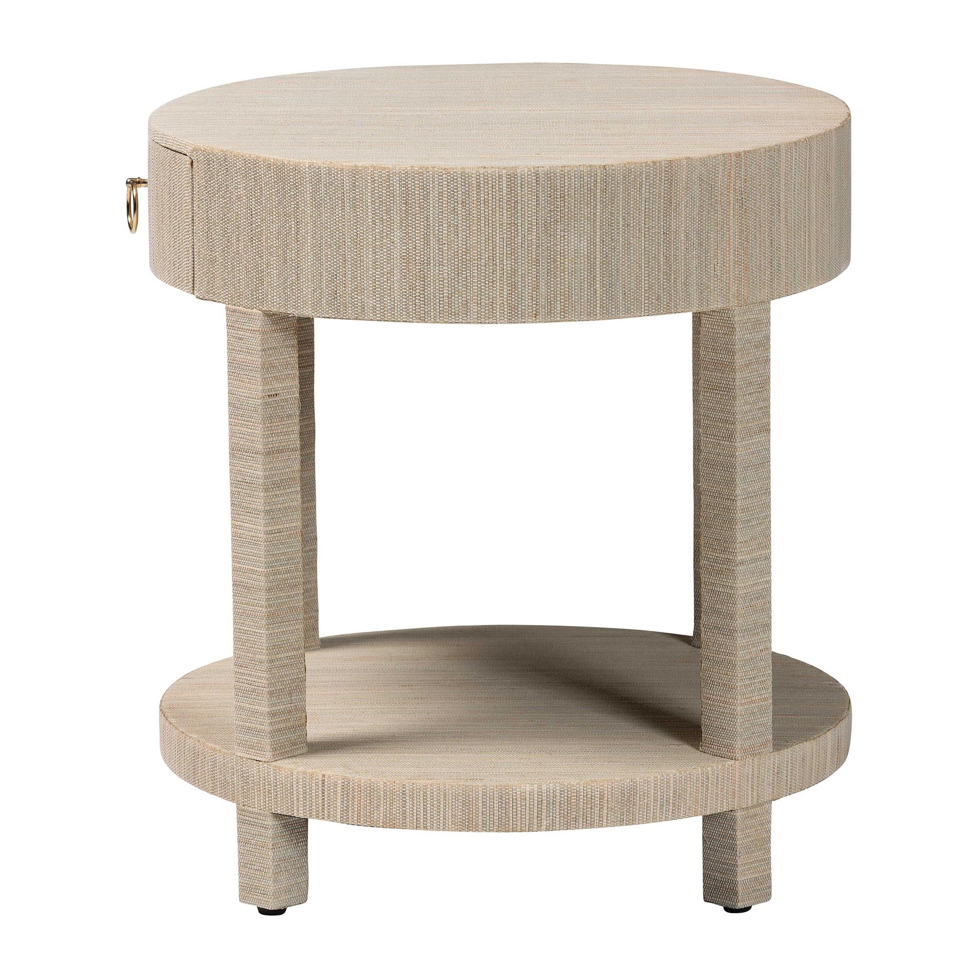 bali & pari Sadia Bohemian Woven Natural Grasscloth 1-Drawer Nightstand