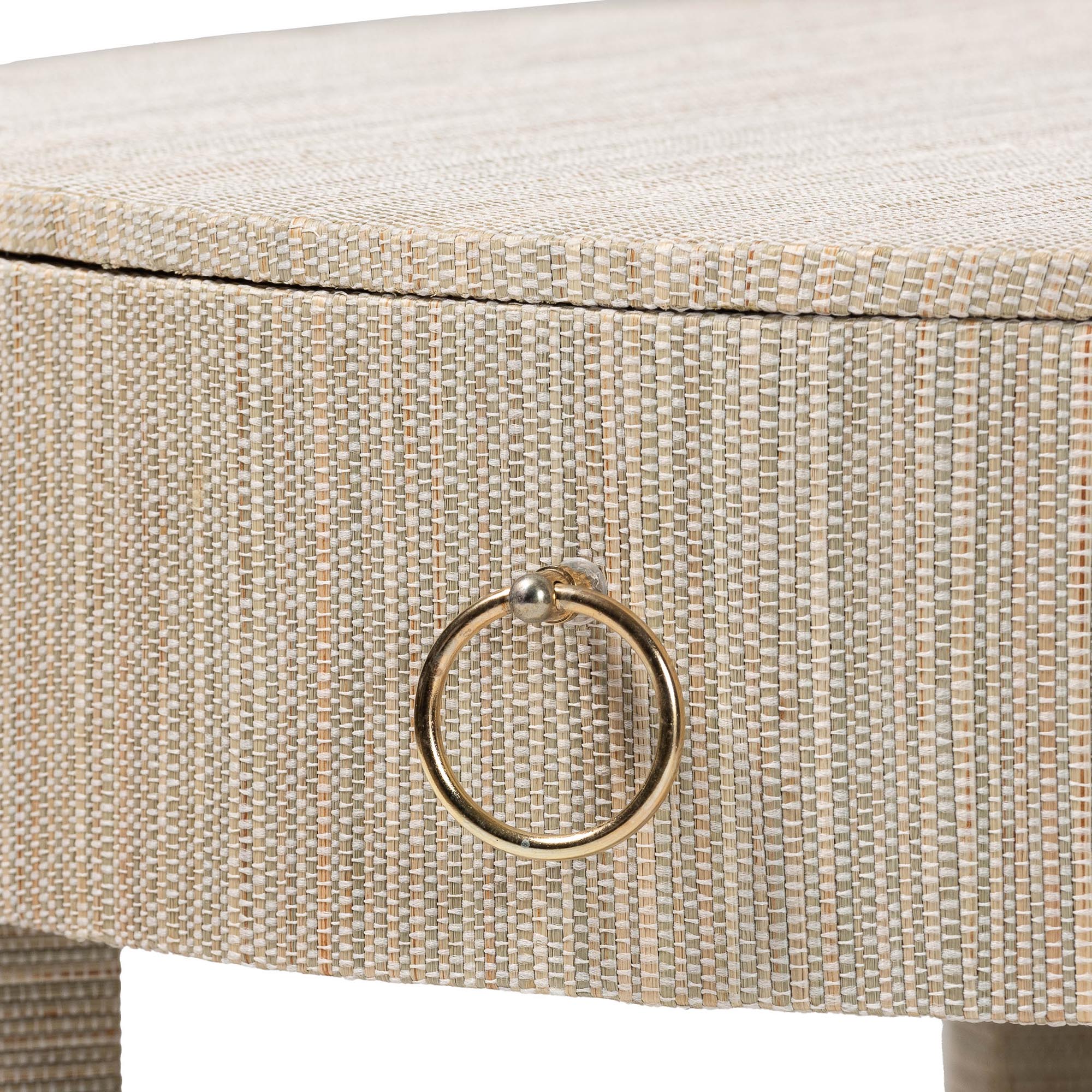 bali & pari Sadia Bohemian Woven Natural Grasscloth 1-Drawer Nightstand