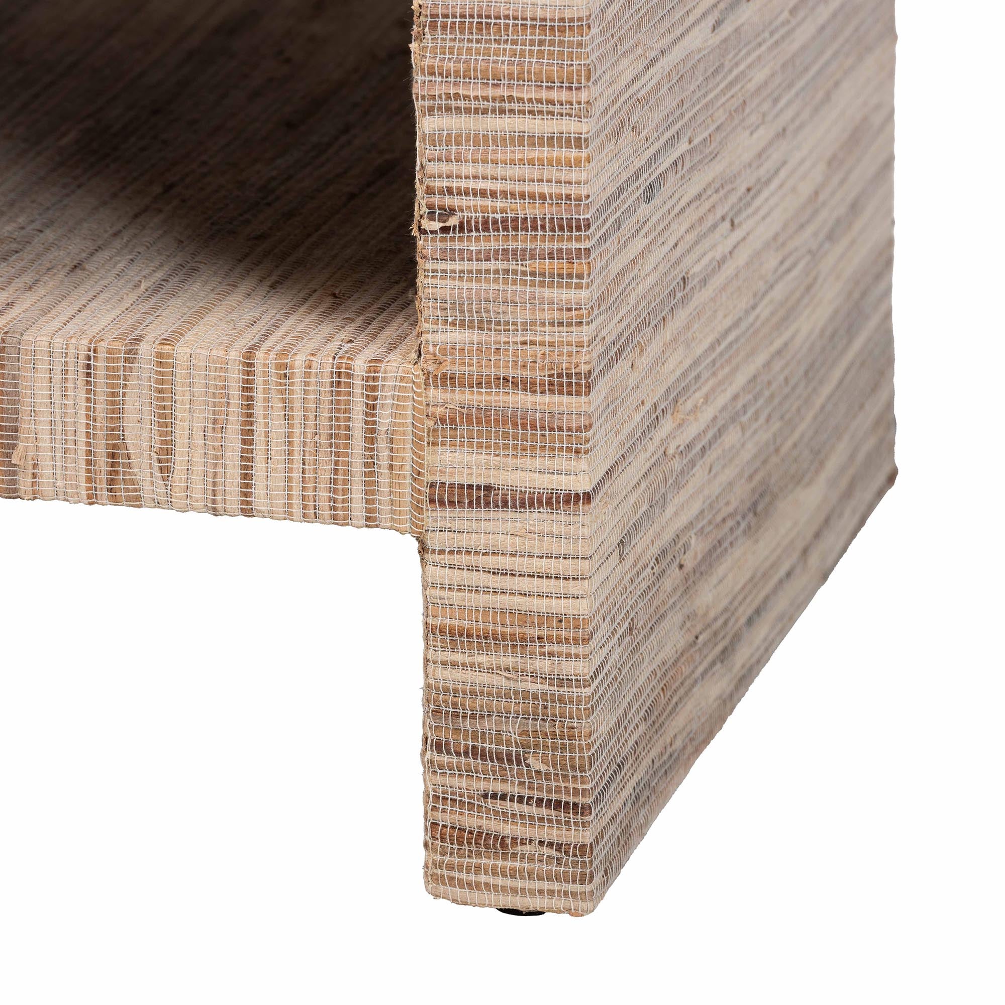 bali & pari Callan Bohemian Woven Natural Grasscloth 1-Drawer Nightstand