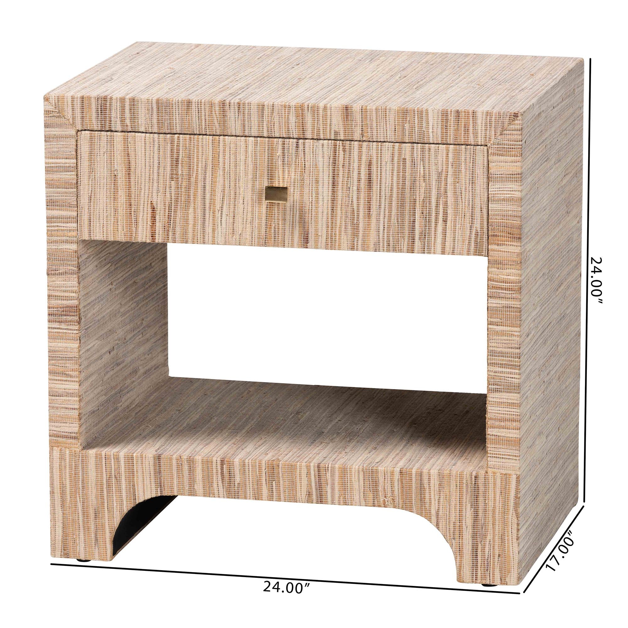 bali & pari Julia Bohemian Woven Natural Grasscloth 1-Drawer Nightstand