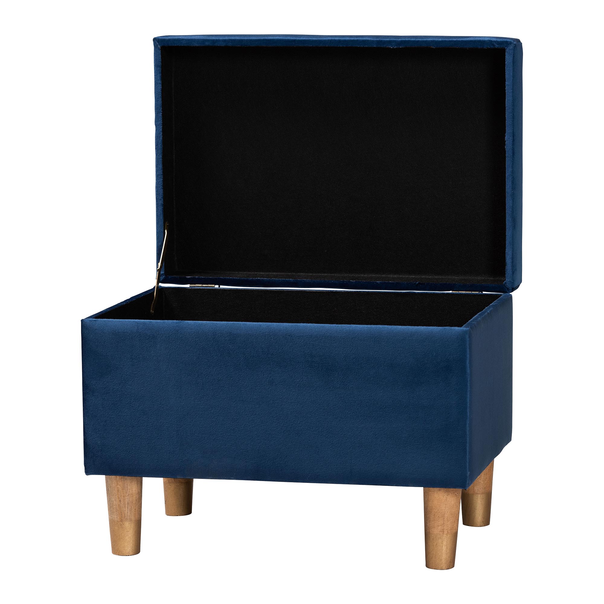 Baxton Studio Elias Modern Navy Blue Velvet Fabric Storage Ottoman