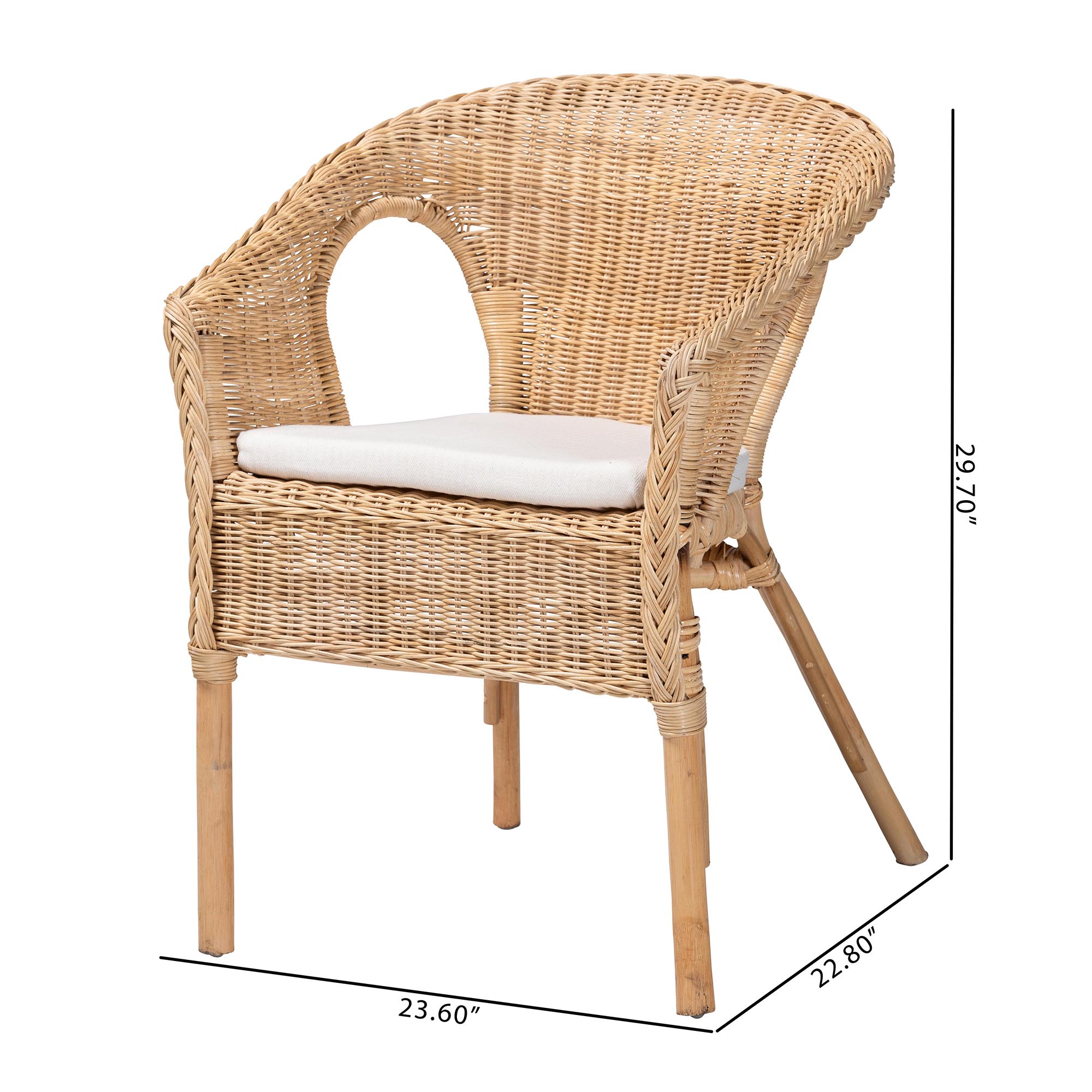 bali & pari Abbey Modern Bohemian Natural Rattan Dining Chair