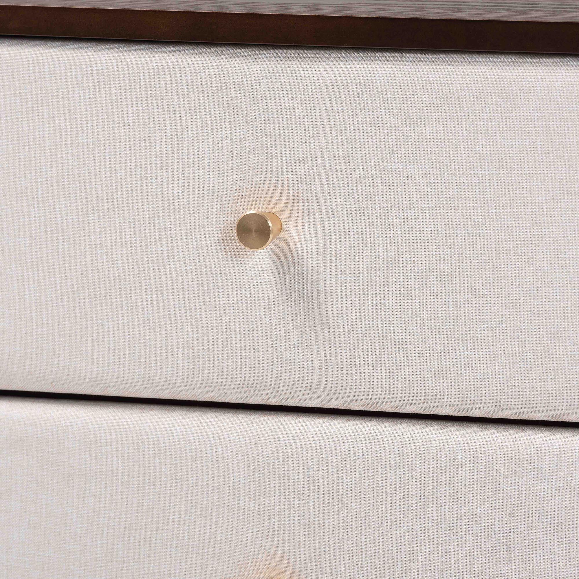 Baxton Studio Nikolai Mid-Century Beige Fabric and Wenge Brown Wood 2-Drawer Nightstand